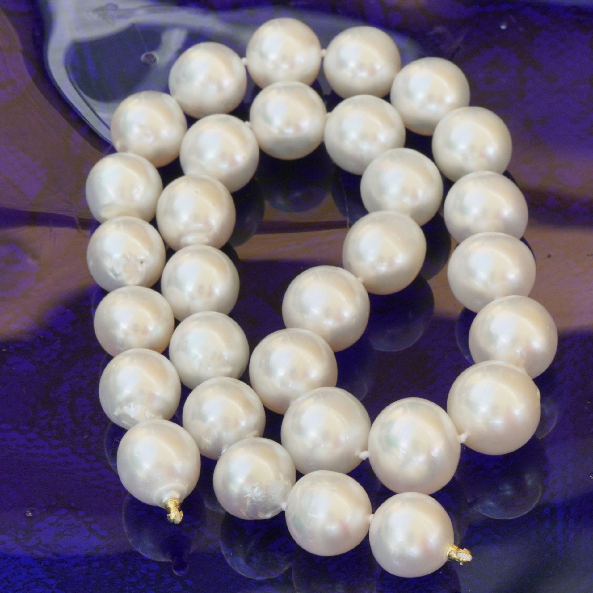 Südsee Zuchtperl Collier 13-15,3 mm weiß rund-l.unrund