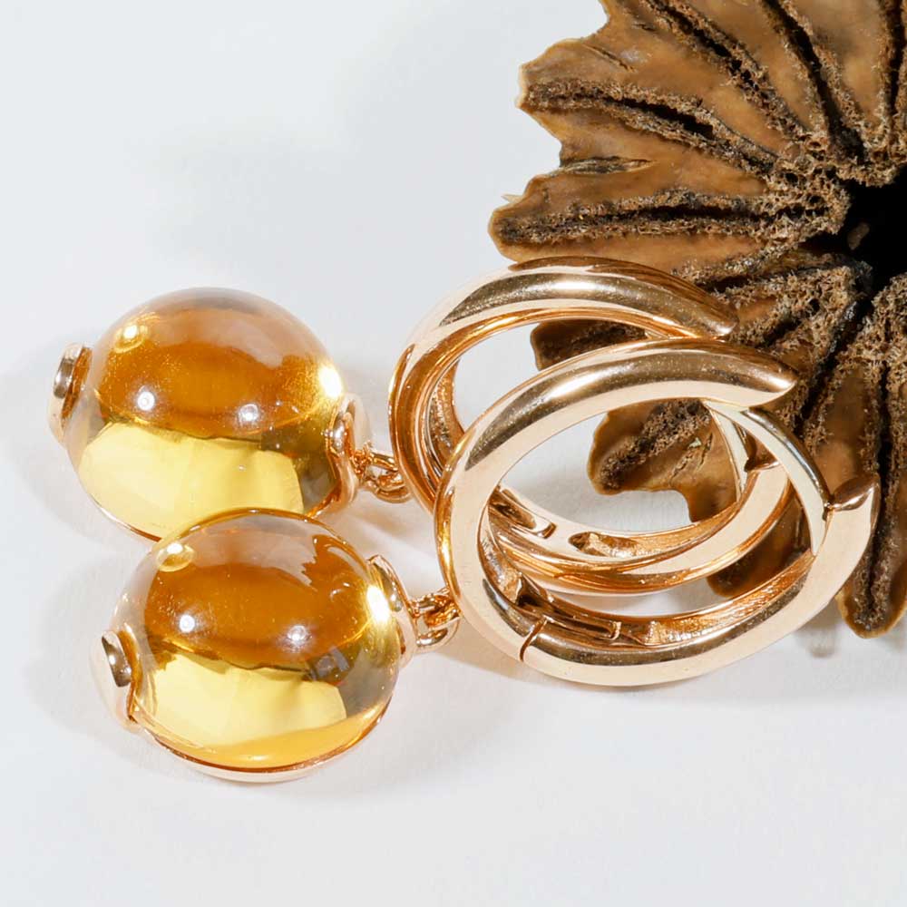 Elegant Citrin Earrings 18 kt Yellowgold 5.71 ct golden Sunshine