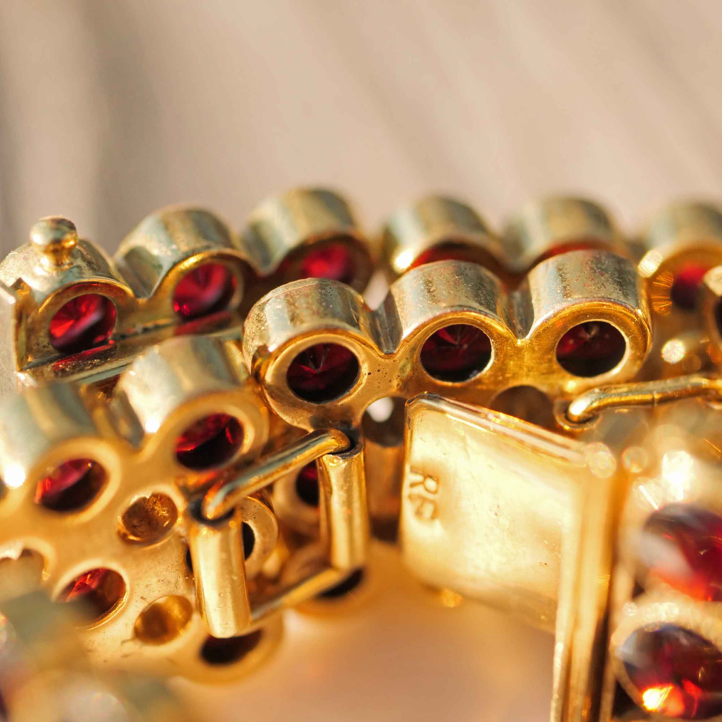 Bohemian Garnet Bracelet Silver goldplated 1900 hallmarked RF