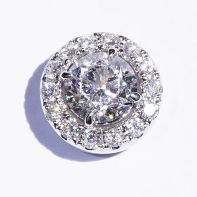 Pendant 18 kt White Gold Round full cut Brilliant 1.00 ct E  SI1  GIA report