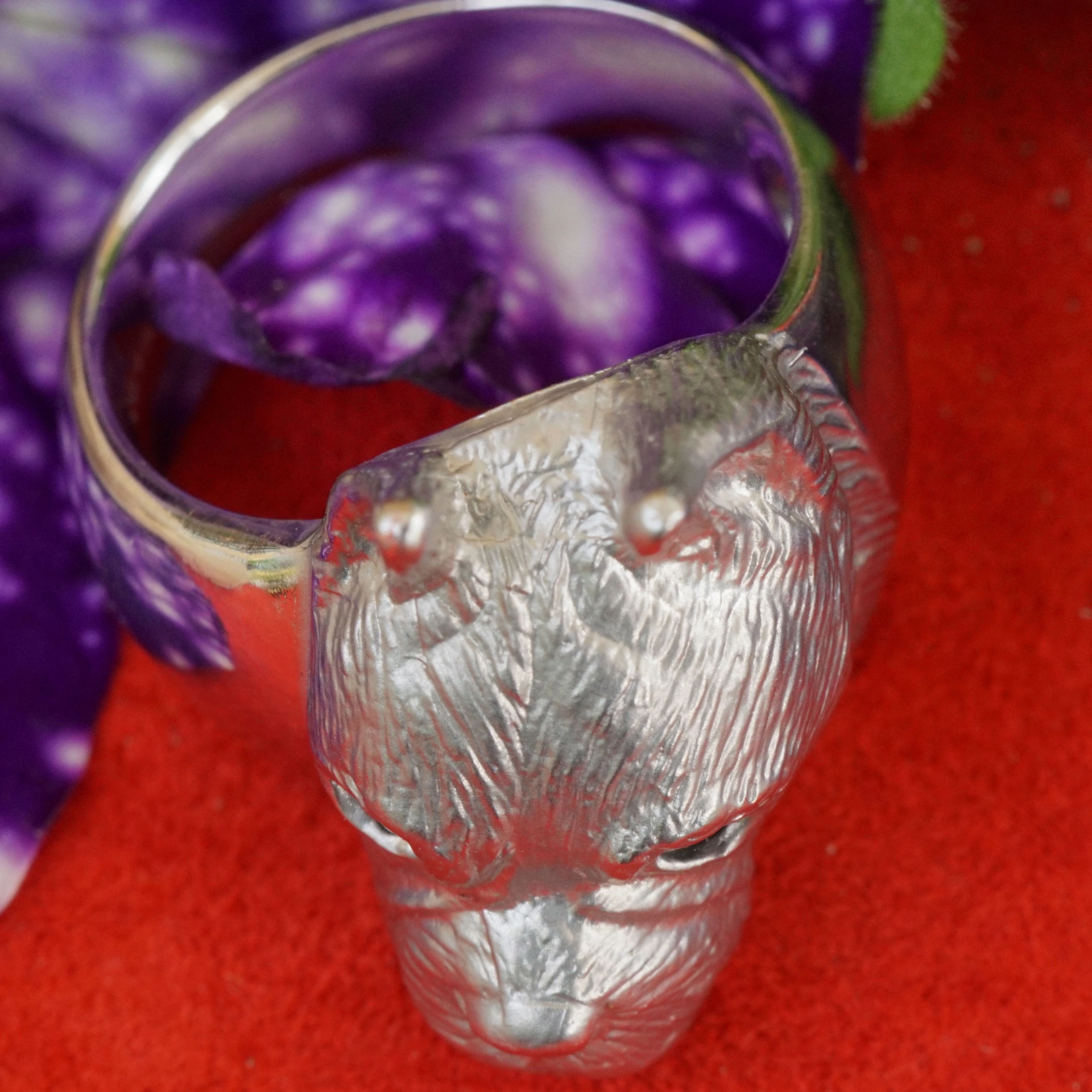 Animal Motif Ring...so cute, a Boxer Dog Head 14 kt White Gold