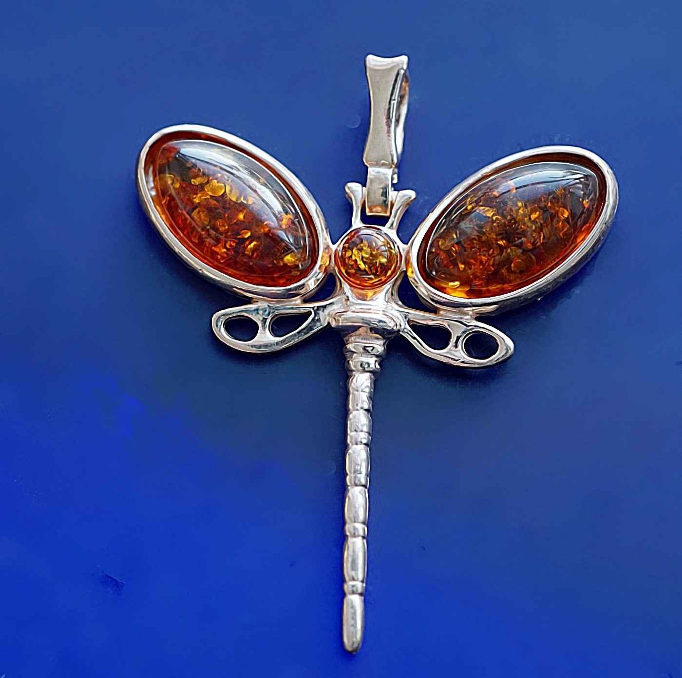 Anhänger Libelle 925er Silber silber oder rosevergoldet 52 x 42 mm Bernstein