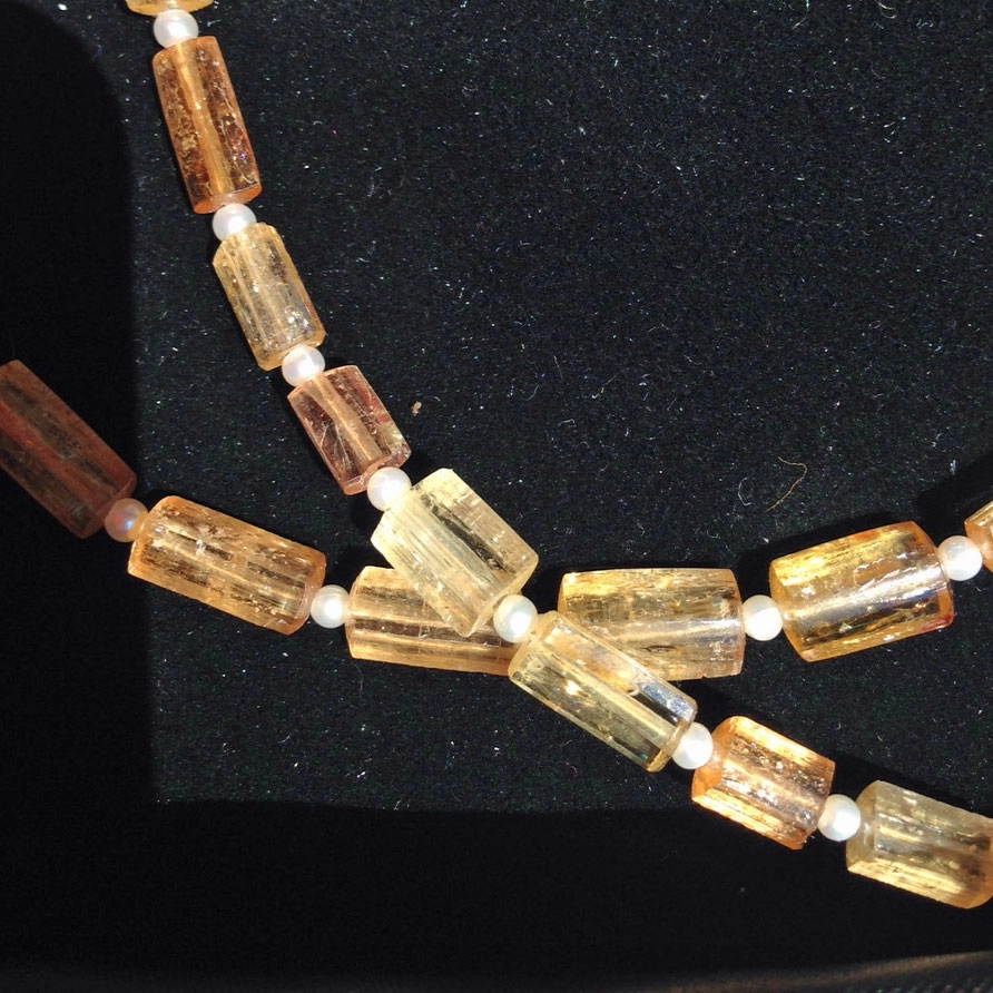 Imperialtopas Akoya Zuchtperl Kette 585er Gelbgold 150 Carat.........selten