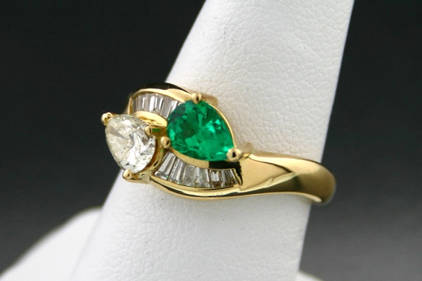 Smaragd-Brillant-Ring, 750/-GG.