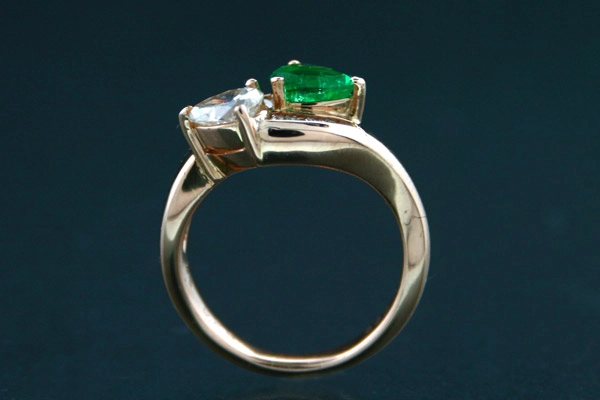 Smaragd-Brillant-Ring, 750/-GG.