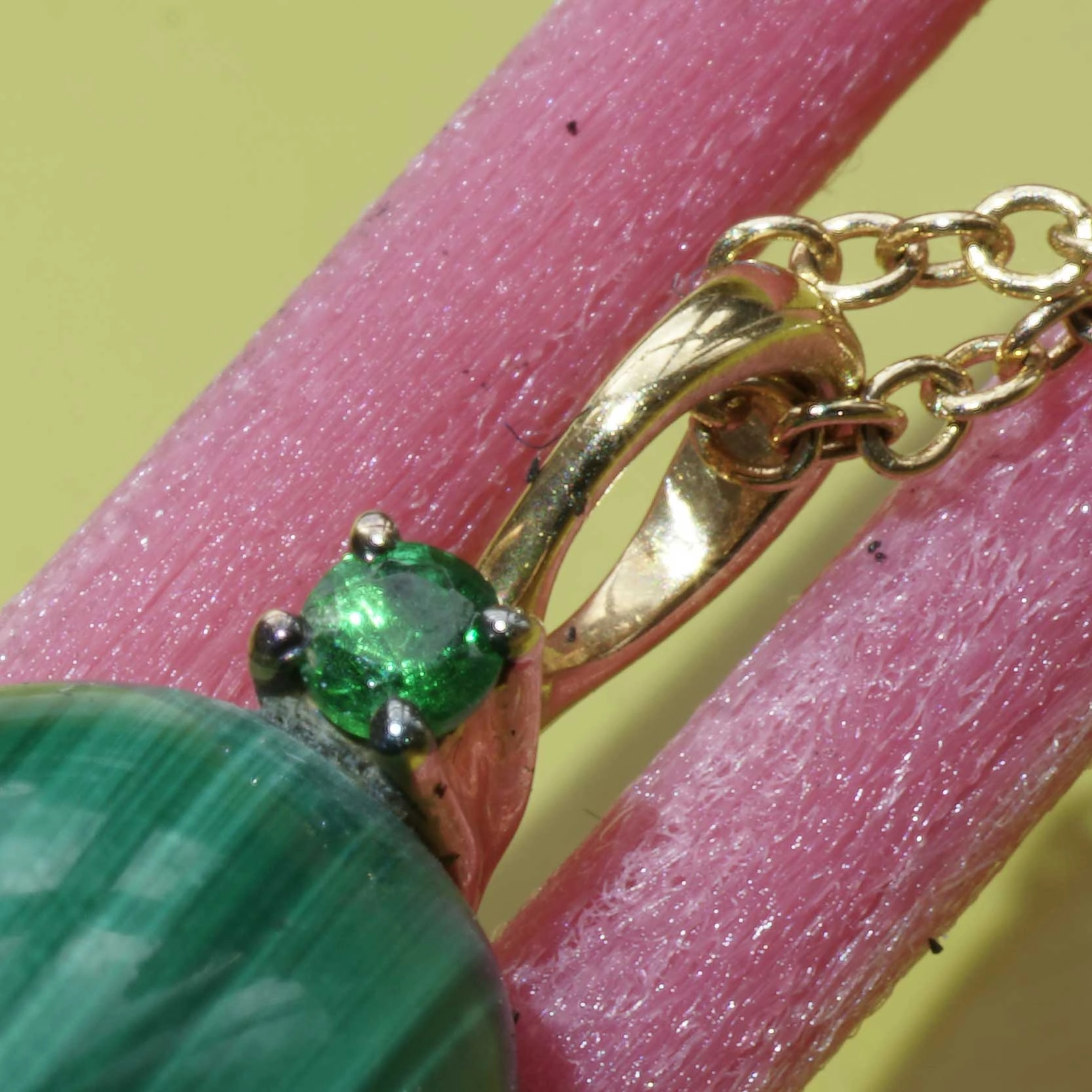 Drop Pendant...soo sweet...with Malachite  and tsavorithe...made in Italy