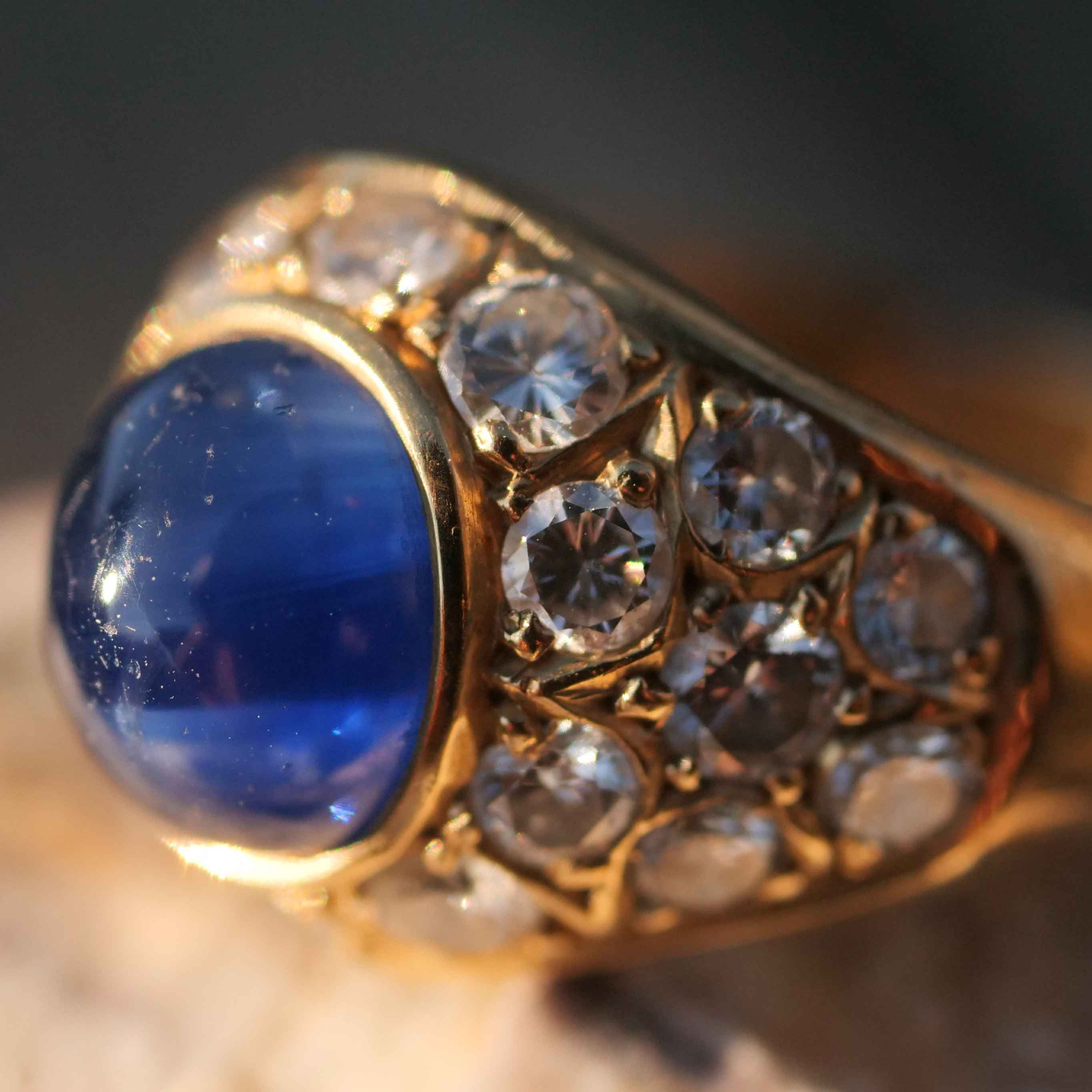 Saphire Brilliant Ring 18 kt Yellow Gold 1.44 ct TW-W / VS-SI