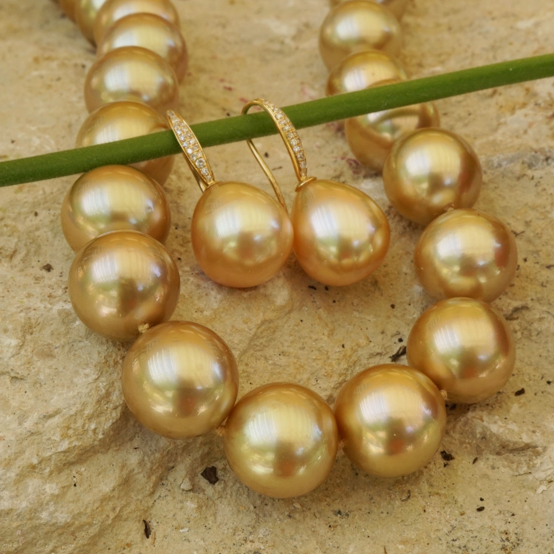 Suedsee Perl Brillant Ohrhaenger gold natur 750er Gold Schmuckzicke