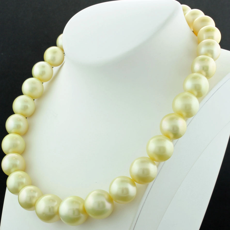 Südsee Zuchtperl Collier 12-15,7 mm lemongelb rund