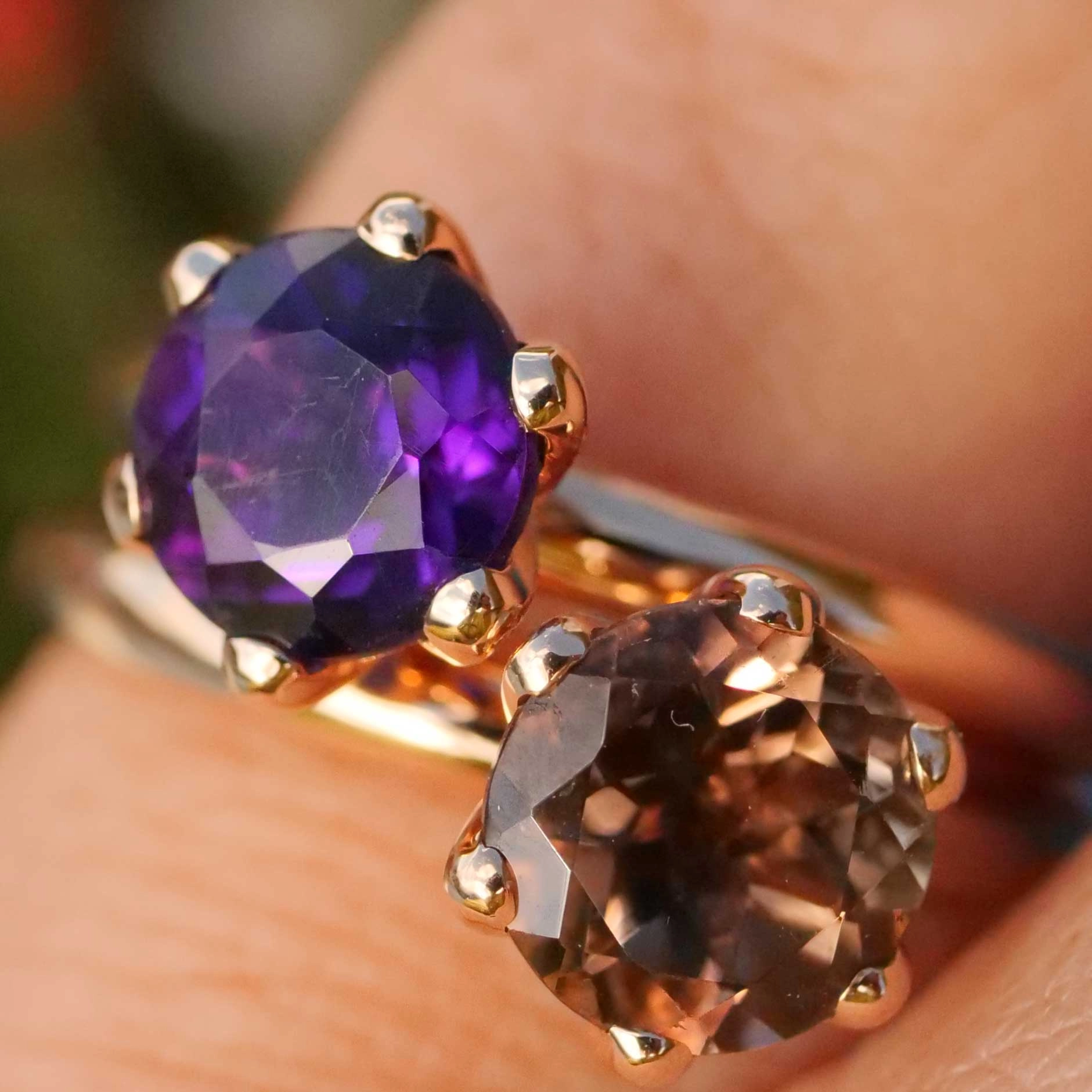 Bestseller Combination Ring made in Valenza...18 kt Rose Gold with Amethyst