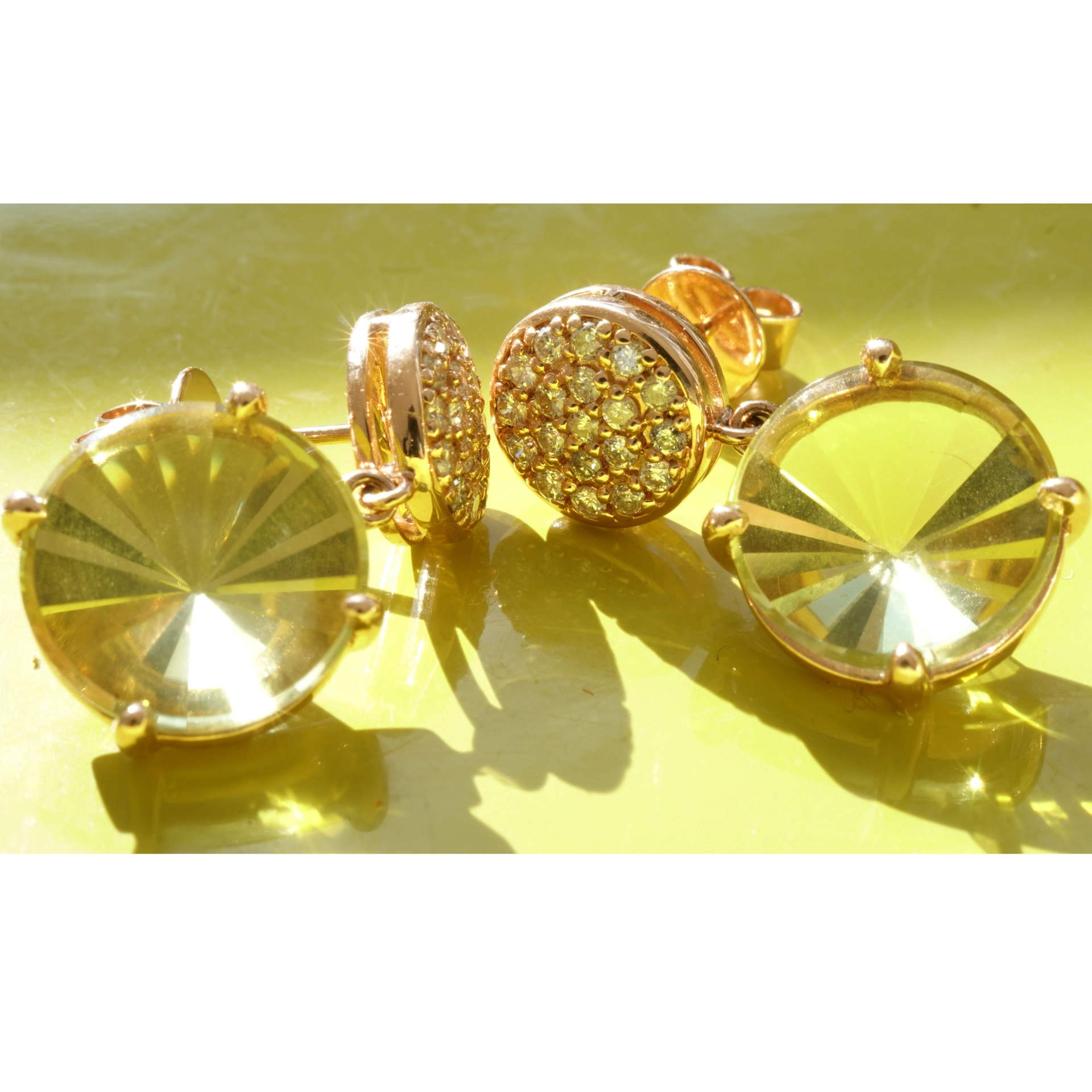 Mastercut Lemonquartz Diamond Earrings....cool modern Style