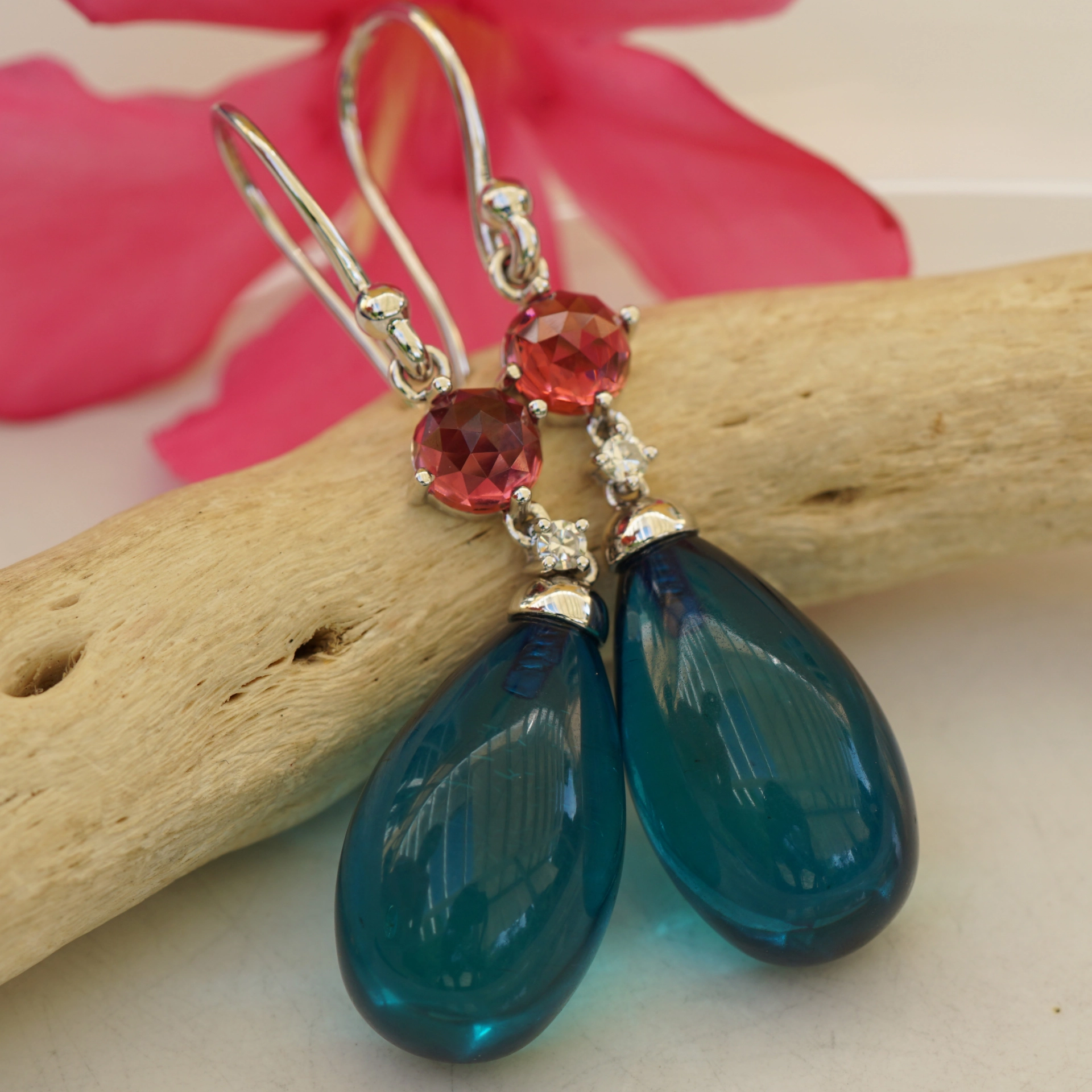 Amber Tourmaline Earrings with Brilliants 18 kt Gold ....the summer will be hot
