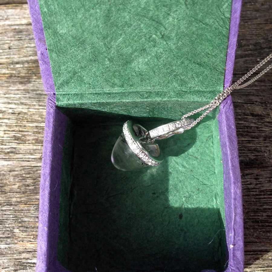Brillant Charm Anhänger mit Kette, 750er-Gold, 18 kt Weißgold