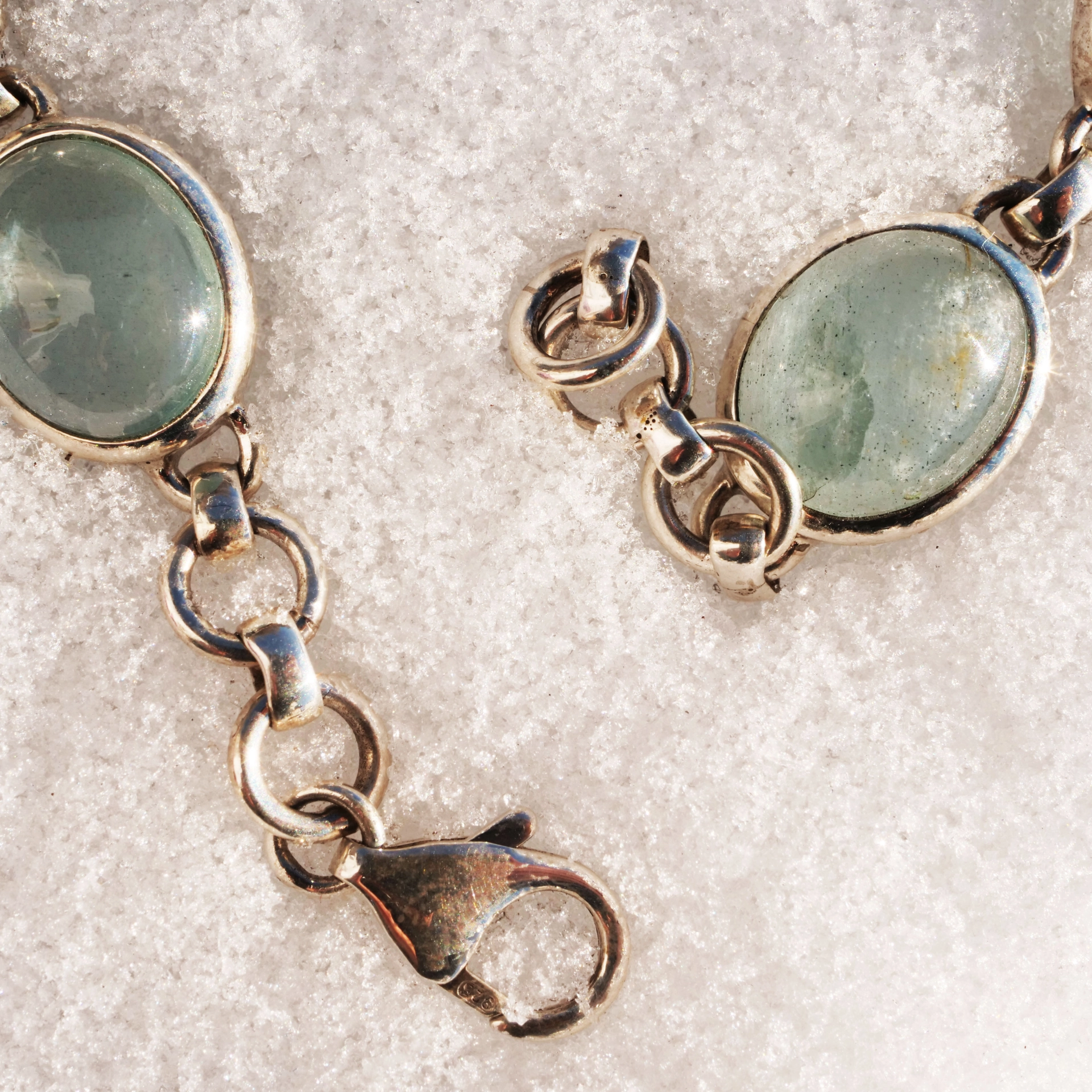 Aquamarine Cabochon Bracelet 925 Silver modern Style