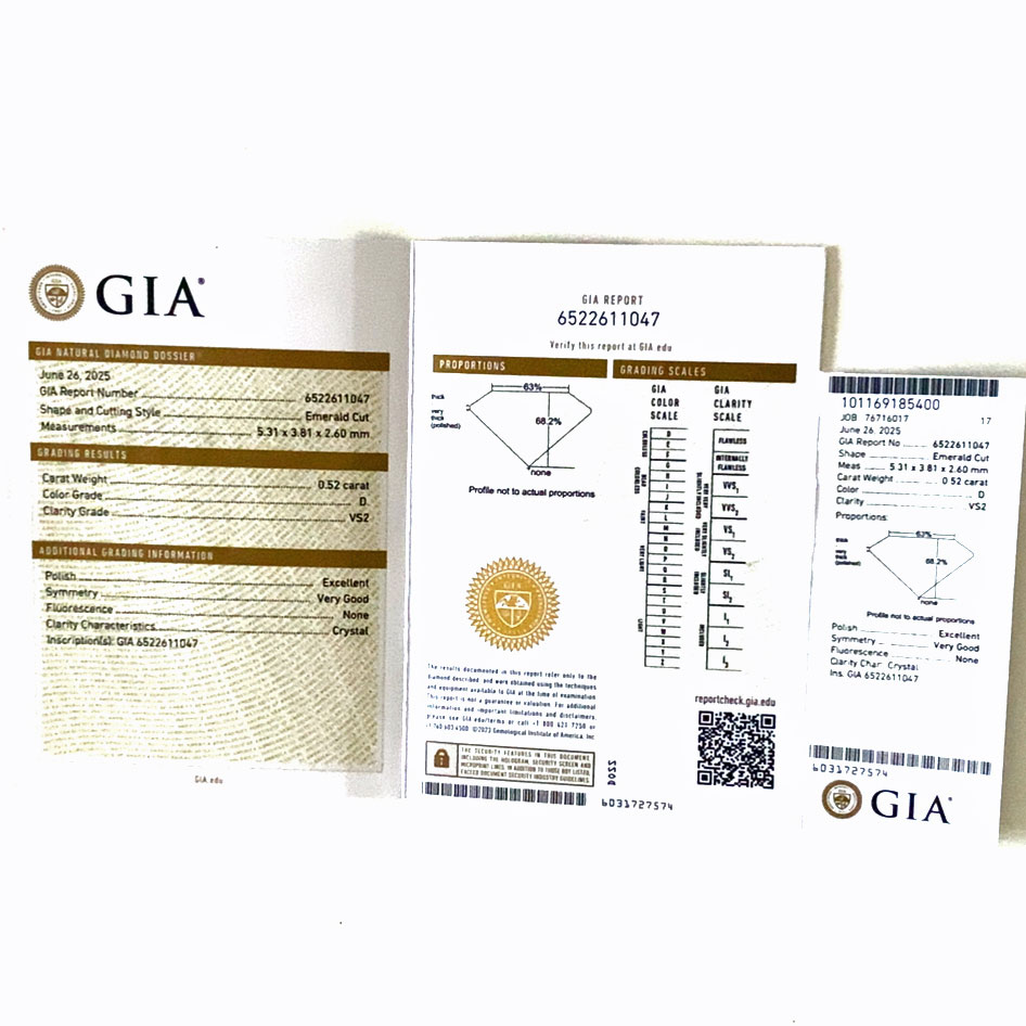 Emerald Diamond Ring 0.64 ct D VS2 Silhouette Bentner GIA Certificate 950 Platinum