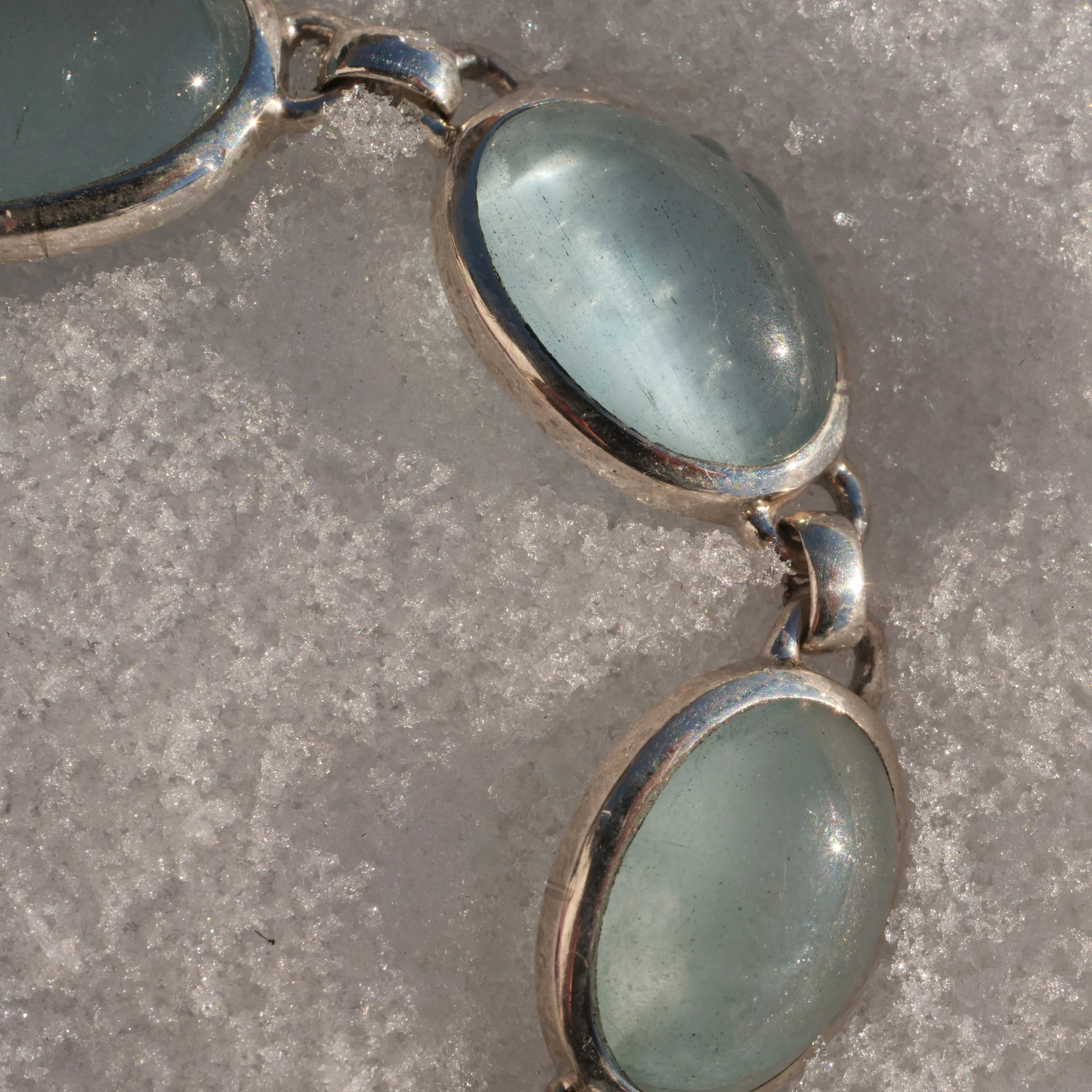 Aquamarine Cabochon Bracelet 925 Silver modern Style