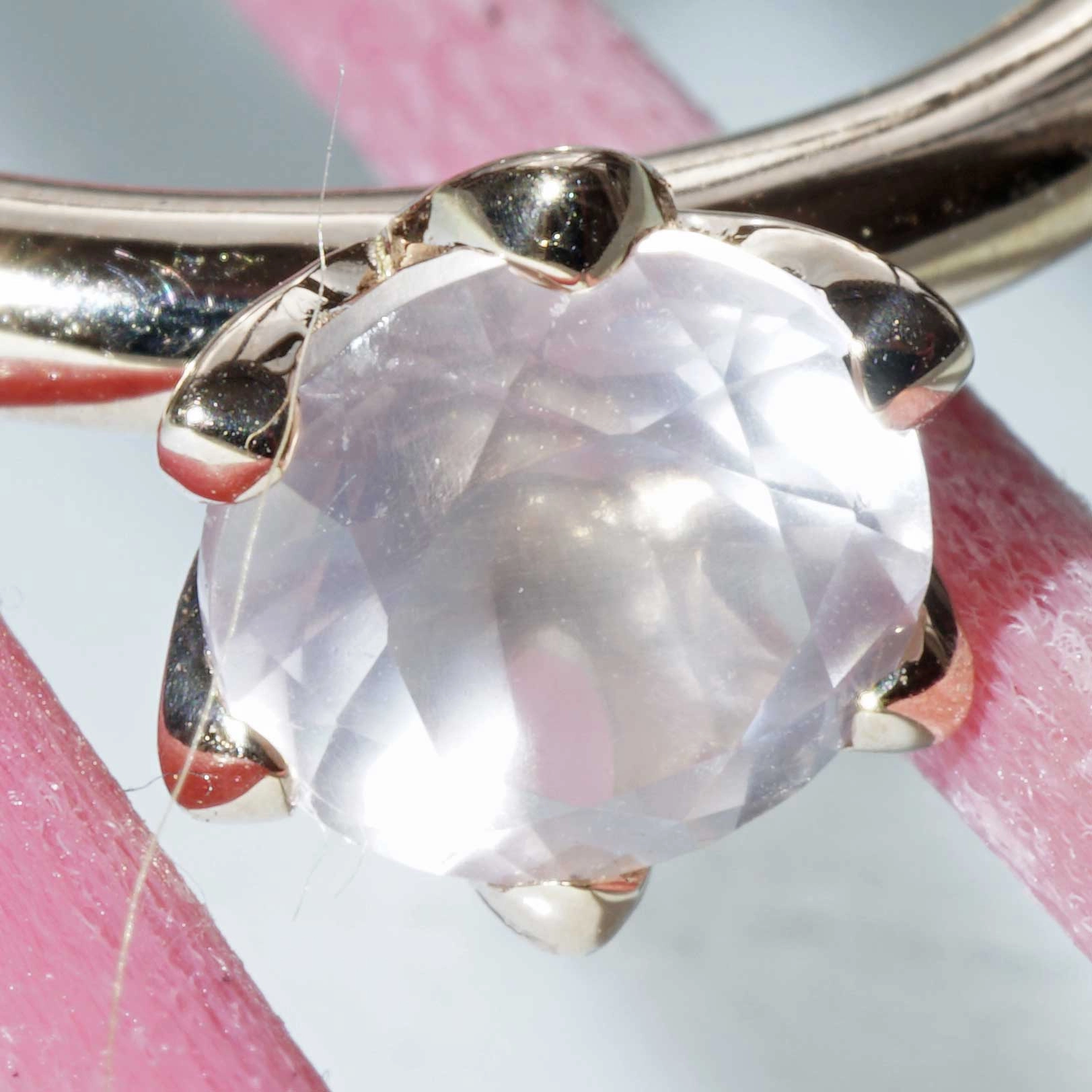 Bestseller Combination Ring made in Valenza...18 kt Rose Gold with Rose Quartz