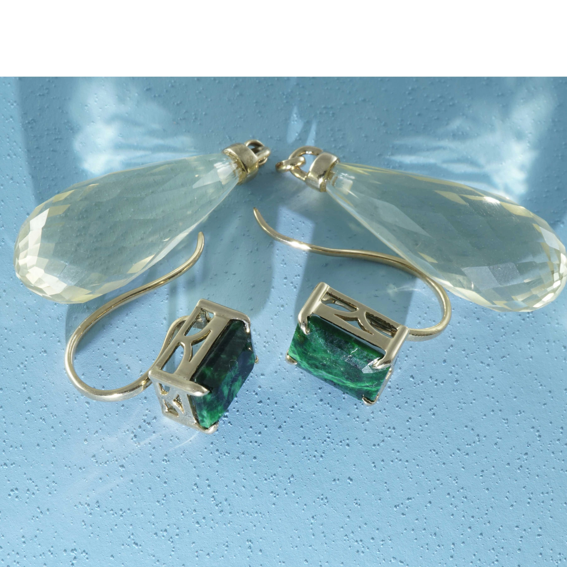 Lemon Citrine Chlormelanite  Earrings 18 kt Yellowgold..green yellow Inspiration