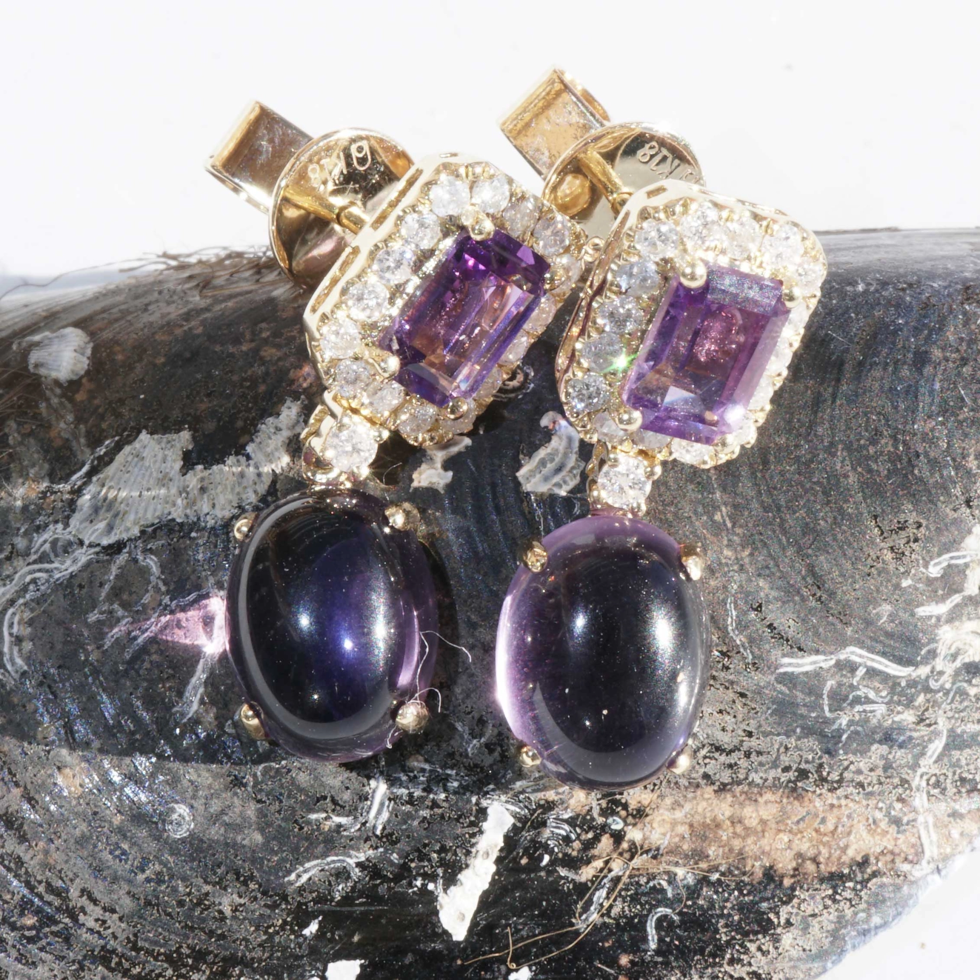 Amethyst Brilliant Earrings 4.60 ct 0.40 ct ....Color Purple to fall in Love