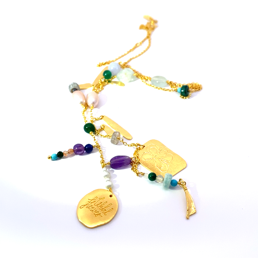 Wild Flowers at Heart Celia Chain Silver plated by Designer Maanesten Denmark