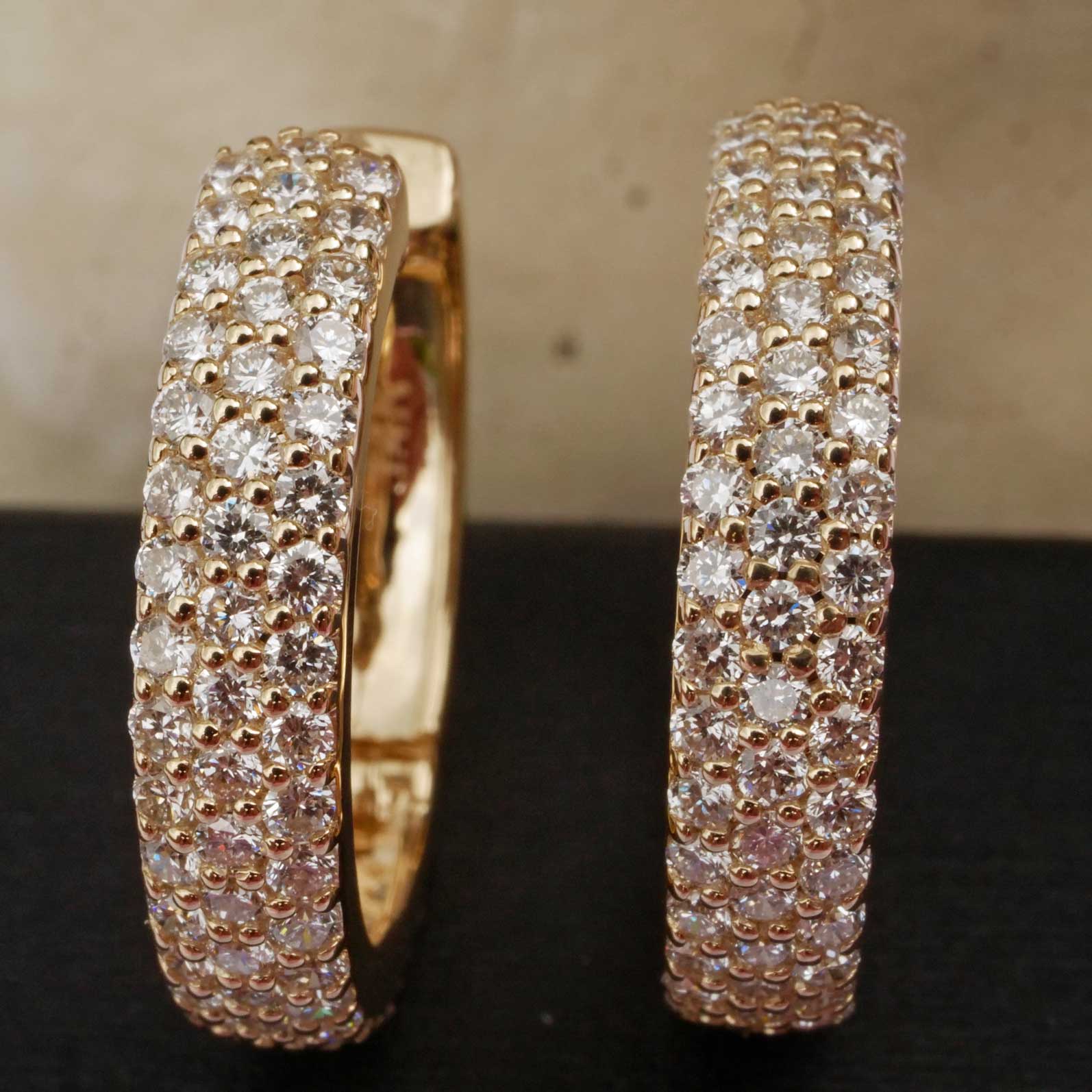 Brilliant folding hoop earrings 1.39 ct TW VS laboratory diamonds in 585 yellow gold.... for a fraction of the price of a natural diamond