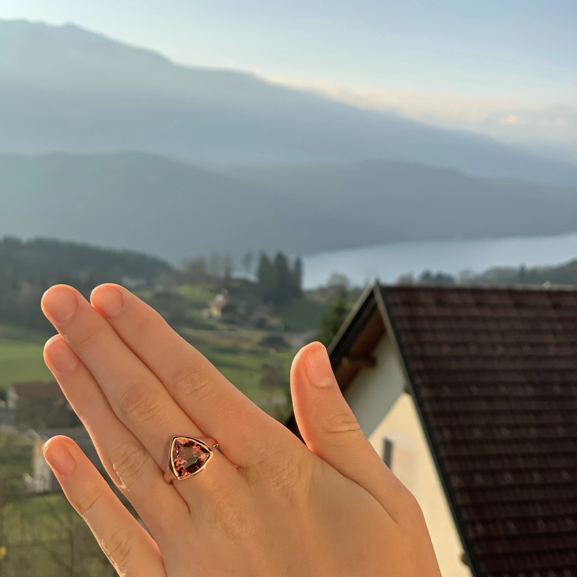 Turmalin Ring 750er Rosegold rot-orange 5.34 ct 15 x 14 mm AAA+