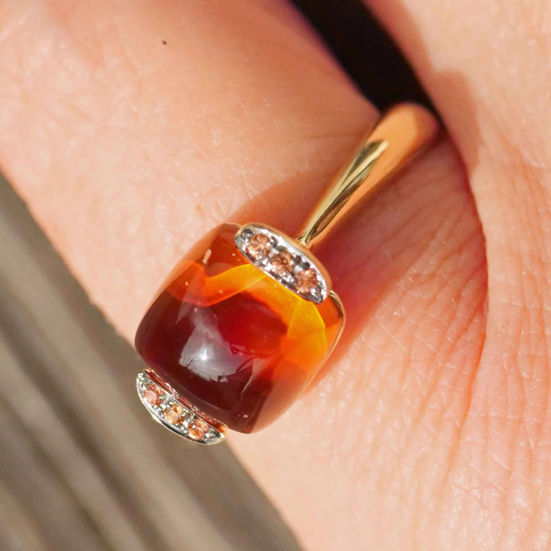 Citrine Saphire Ring 750 Yellow Gold Sweety Combination Ring Simply Casual