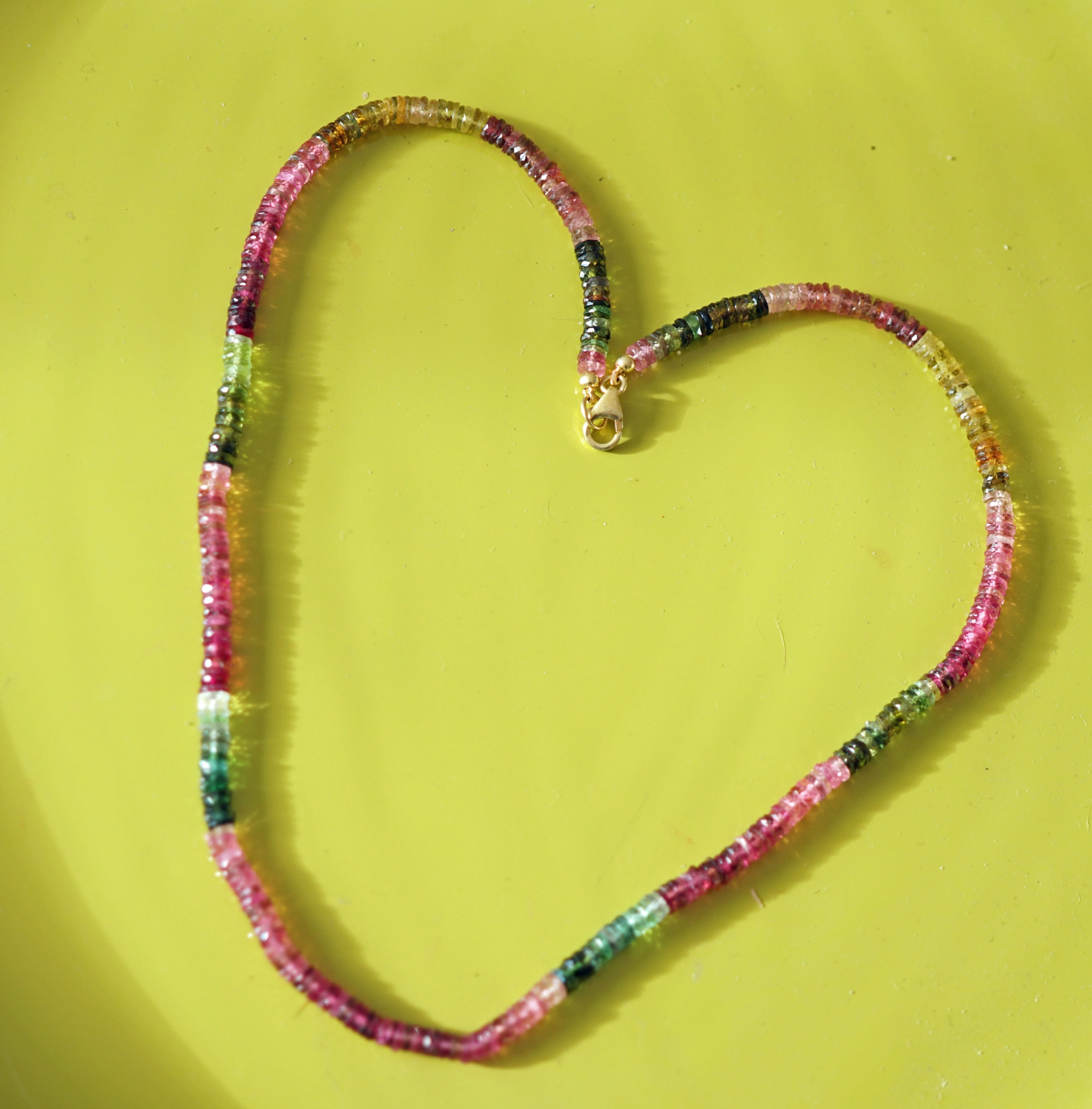Tourmaline Necklace 585/14 kt Yellow gold ... the famous variety of Colors
