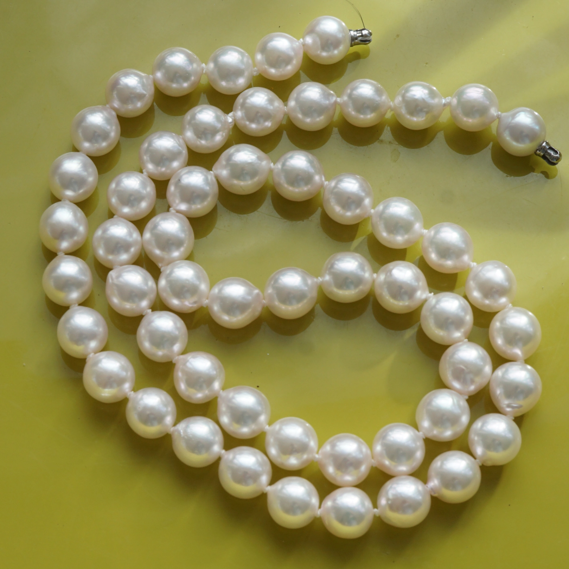 Akoya Zuchtperl Collier 7-7,5 mm rund-l.unrund weiß AAA feiner Lüster