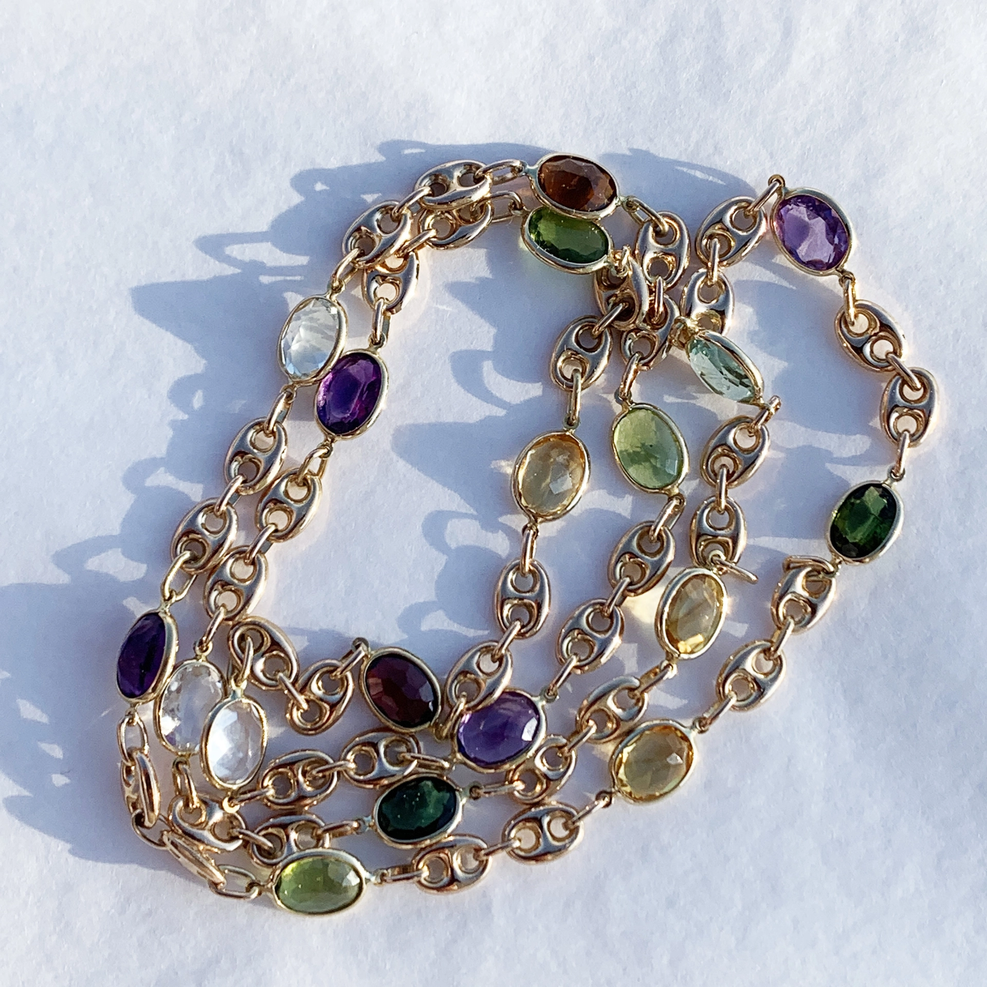 Gem Necklace Fantasy 14 kt Gold 65 cm