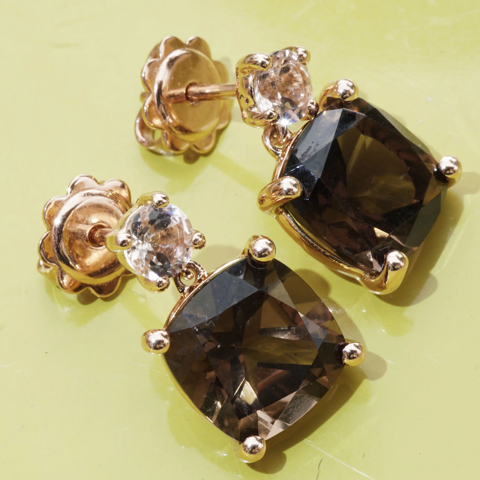 Brown Smokeyquartz and Morganite....ideal Kombination with Rosegold