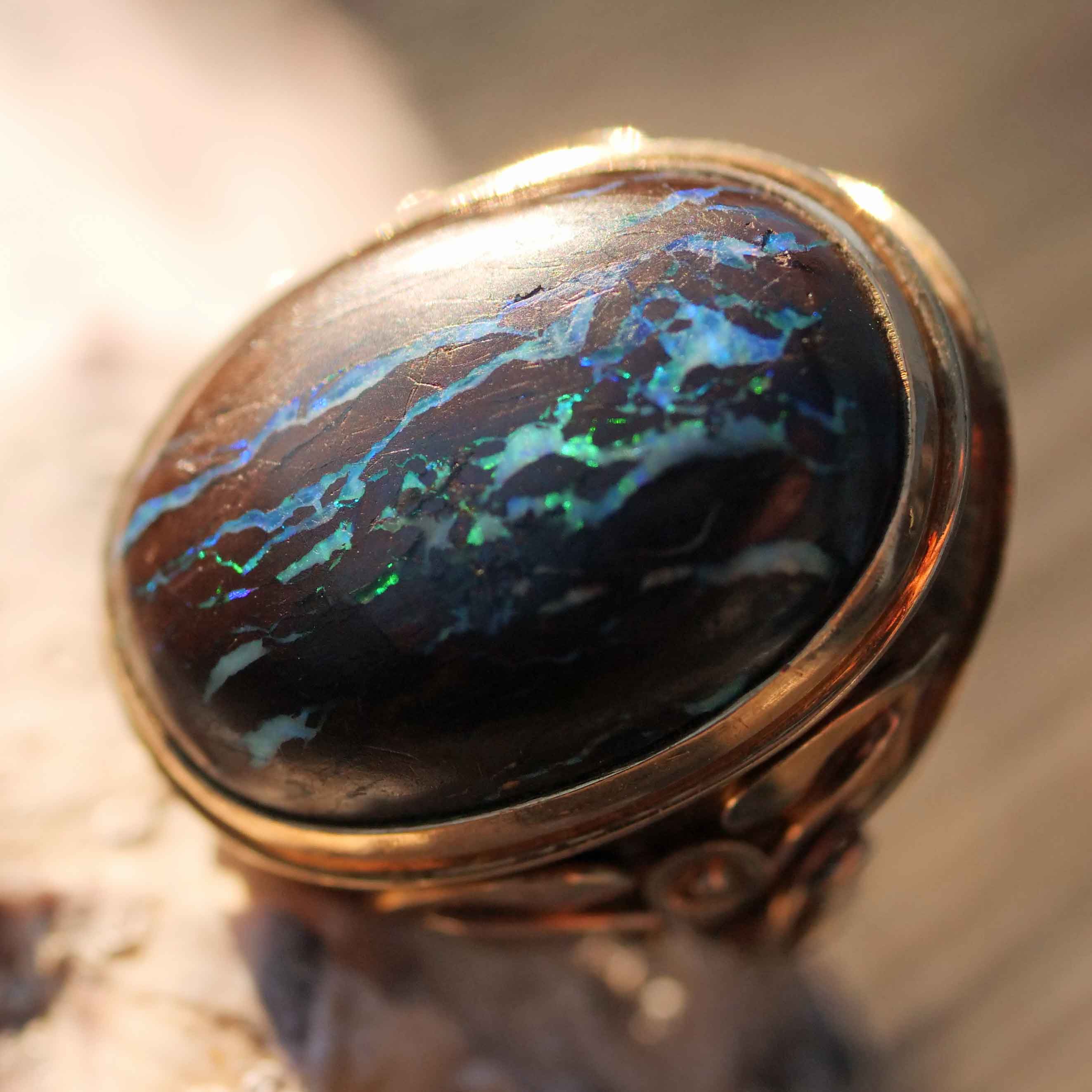 Boulderopal Ring 1910 14 kt Yellow Gold 