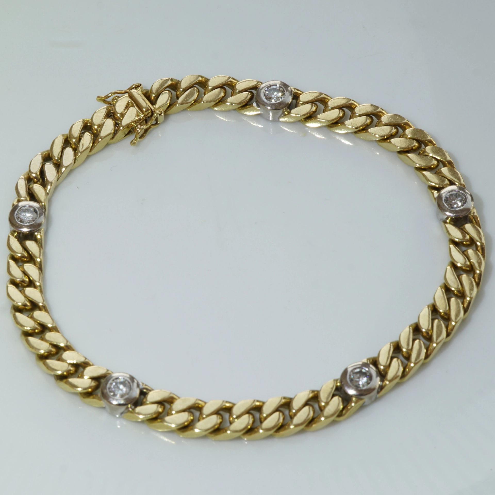 Armor Bracelet with Diamond 18 kt Yellowgold and Whitegold 40 grams 0.50 ct TW VS-SI