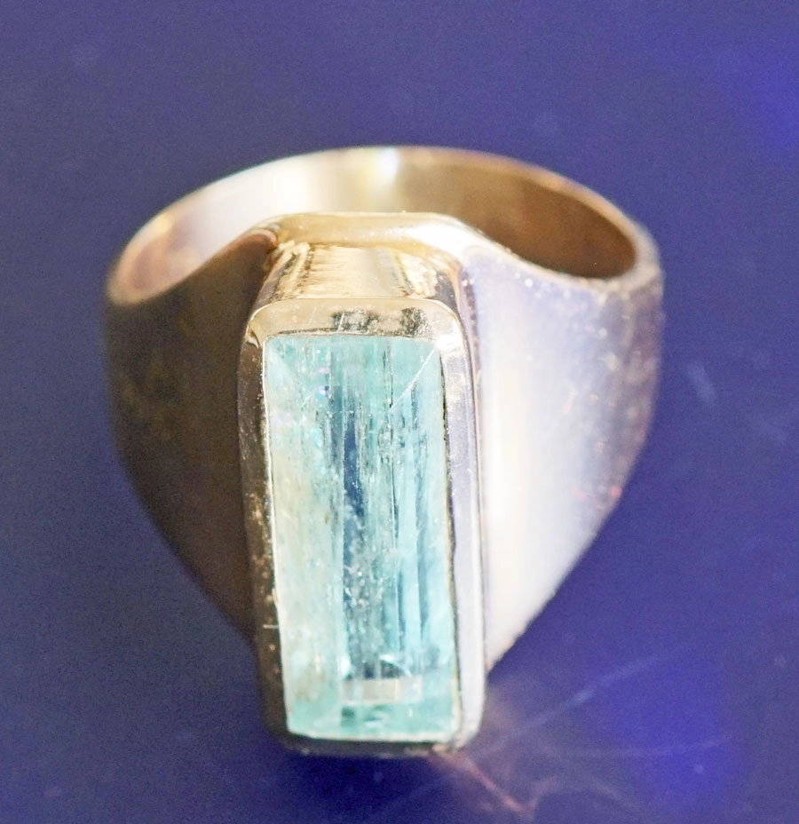 AQUAMARIN Ring Silber rosevergoldet 20 x 9 mm Handarbeit tolle intensive Farbqualität