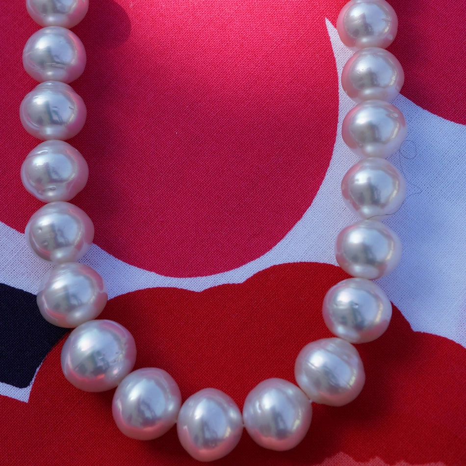 Südsee Zuchtperl Collier 45,5 cm 16,5-13 mm weiß Lüster phantastisch
