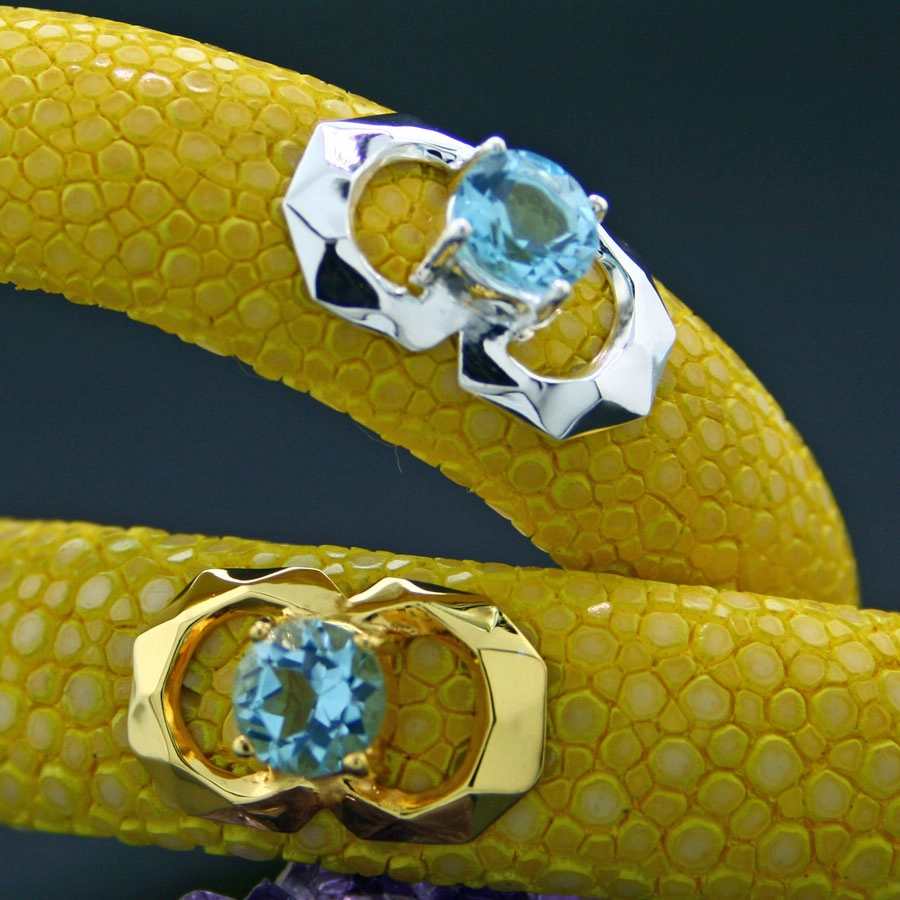 Topaz Stingray Bracelet 925 Silver Skyblue and Lemonyellow