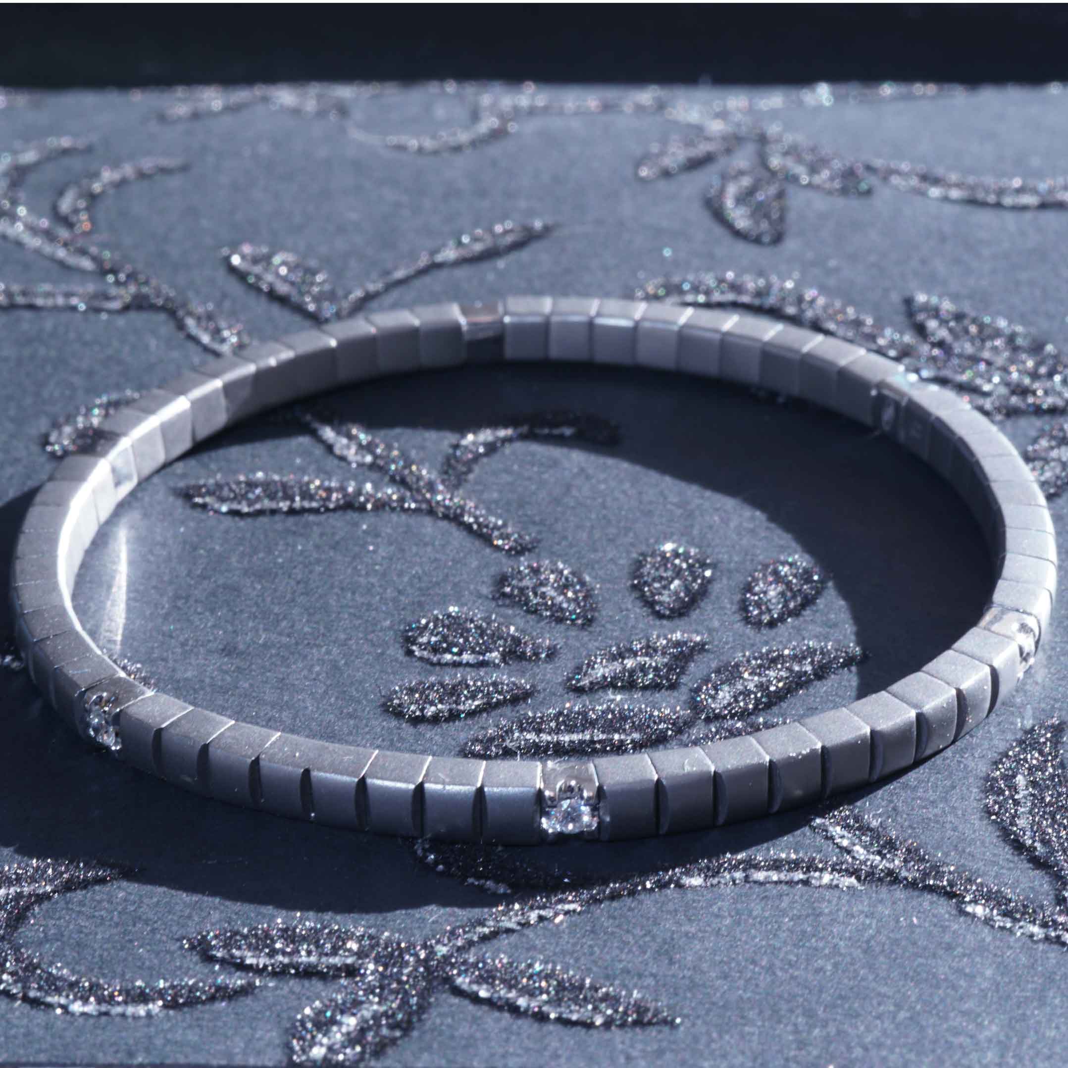 Unisex Tennis Flex Bracelet Titanium grey  0.30 ct Brilliants 18 kt Whitegold by Silhouette Schmuck Bentner