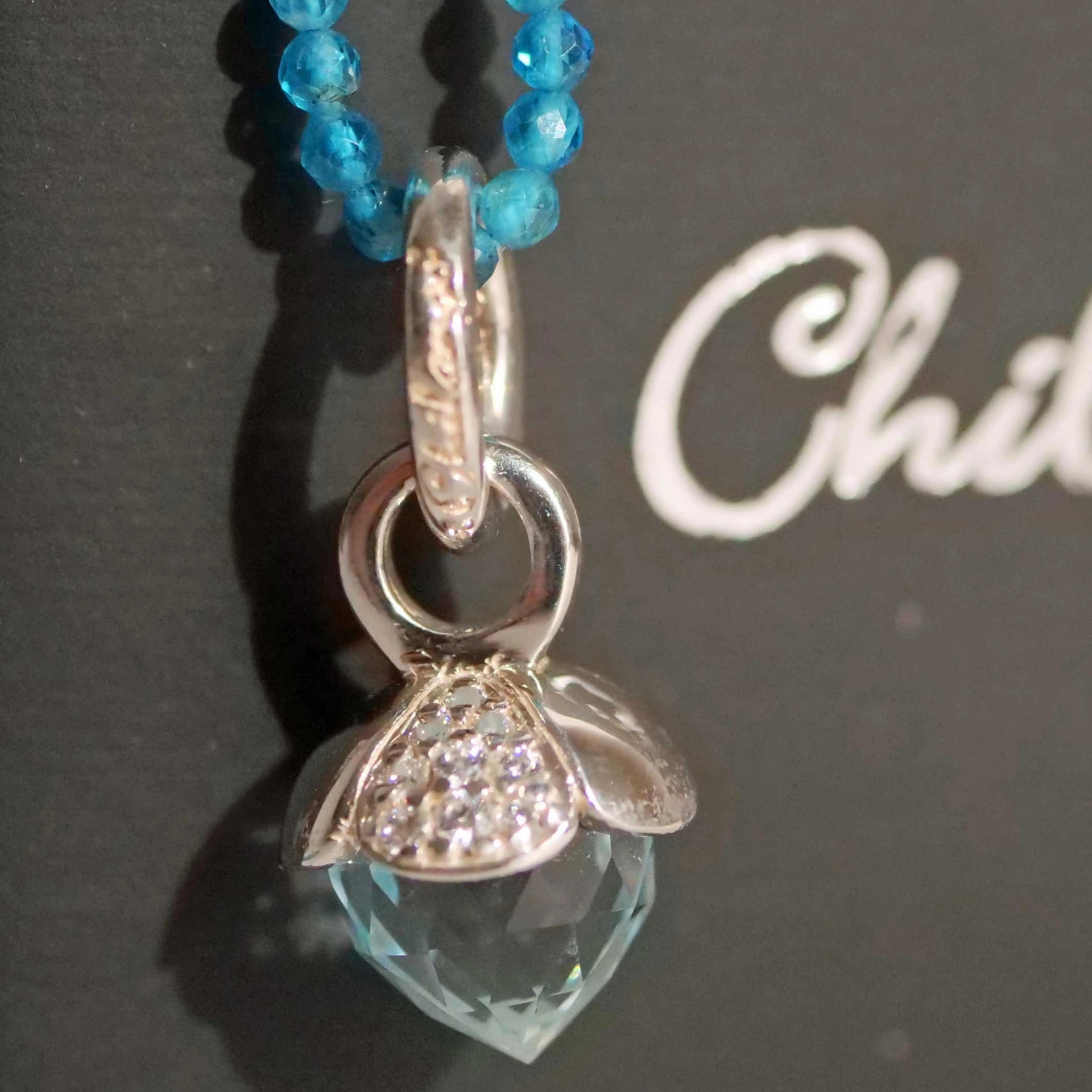 Chilango Pendant 4 Leaves Out of Nature 925 Silver Sky Topaz  25 x 11.5 mm