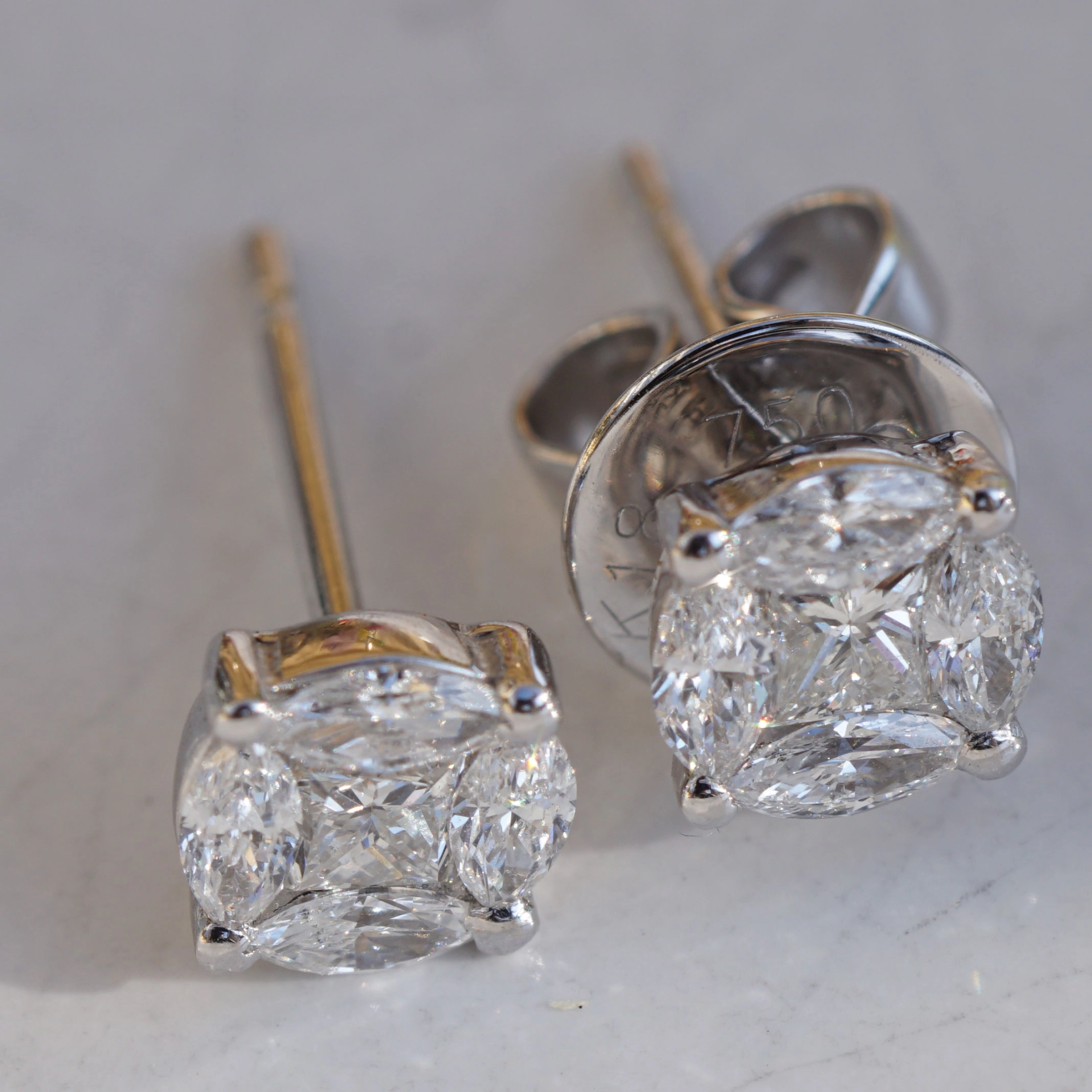 Prinzess Navette Ohrstecker 0.50ct W / SI-P1 Wirkung eines Halbkaräters