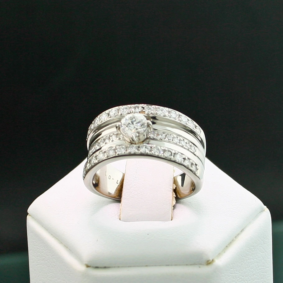 Brillant-Ring, 900er-Platin, 1.01 ct Brillanten