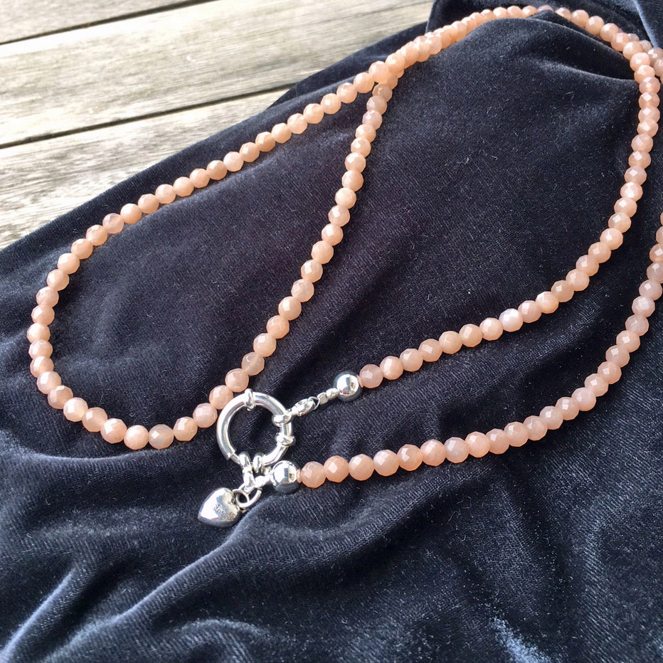 Original Chilango Pearl Necklace with white 7 mm cultured Pearls in 85 cm rosegold plated