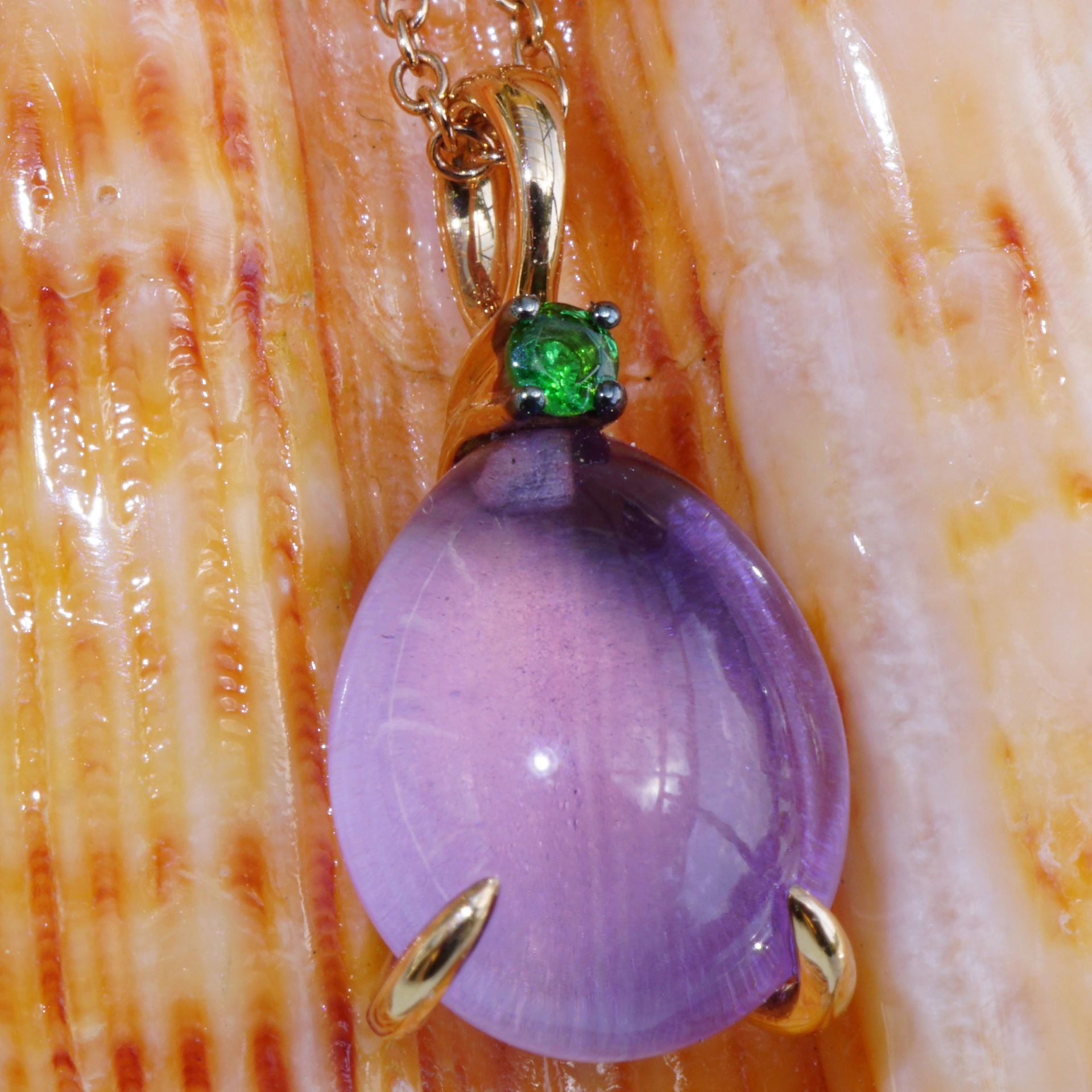 Drop Pendant...soo sweet...with amethyst and tsavorithe...made in Italy