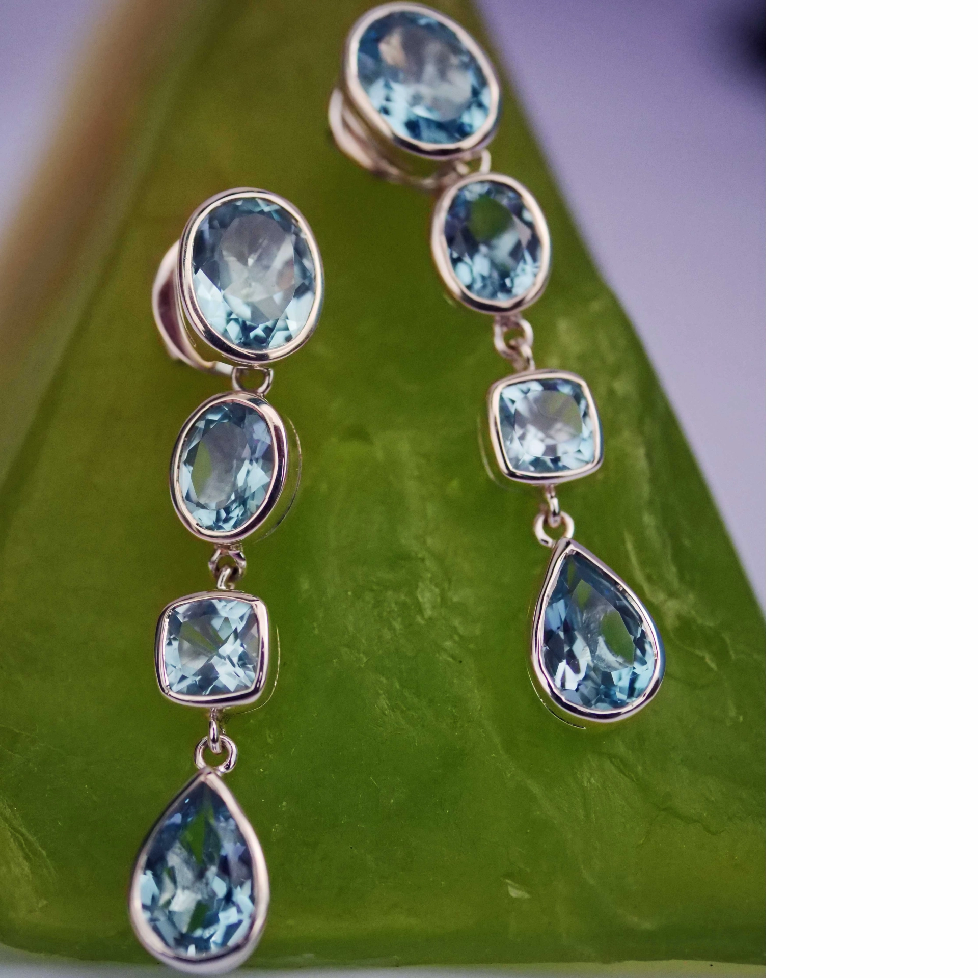 The Best Silver Jewelery forever...High Quality Chilango Earrings Blue Topaz