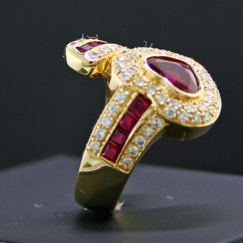 Rubin-Brillant-Ring, 750/-GG.