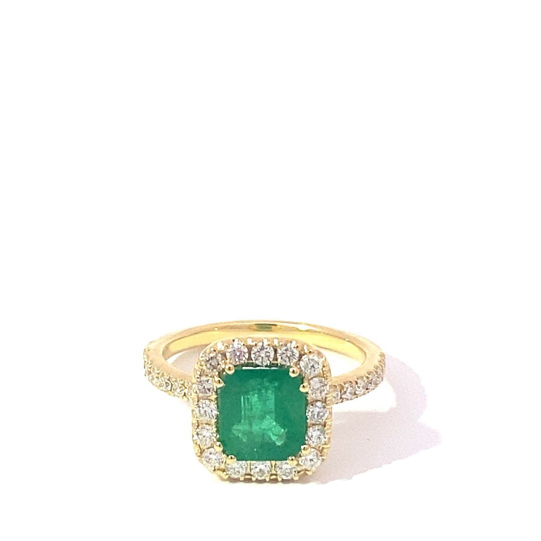 Emerald Brilliant-Cut Ring 1,532 ct / 0.55 ct 750 Yellow Gold – King of Gemstones