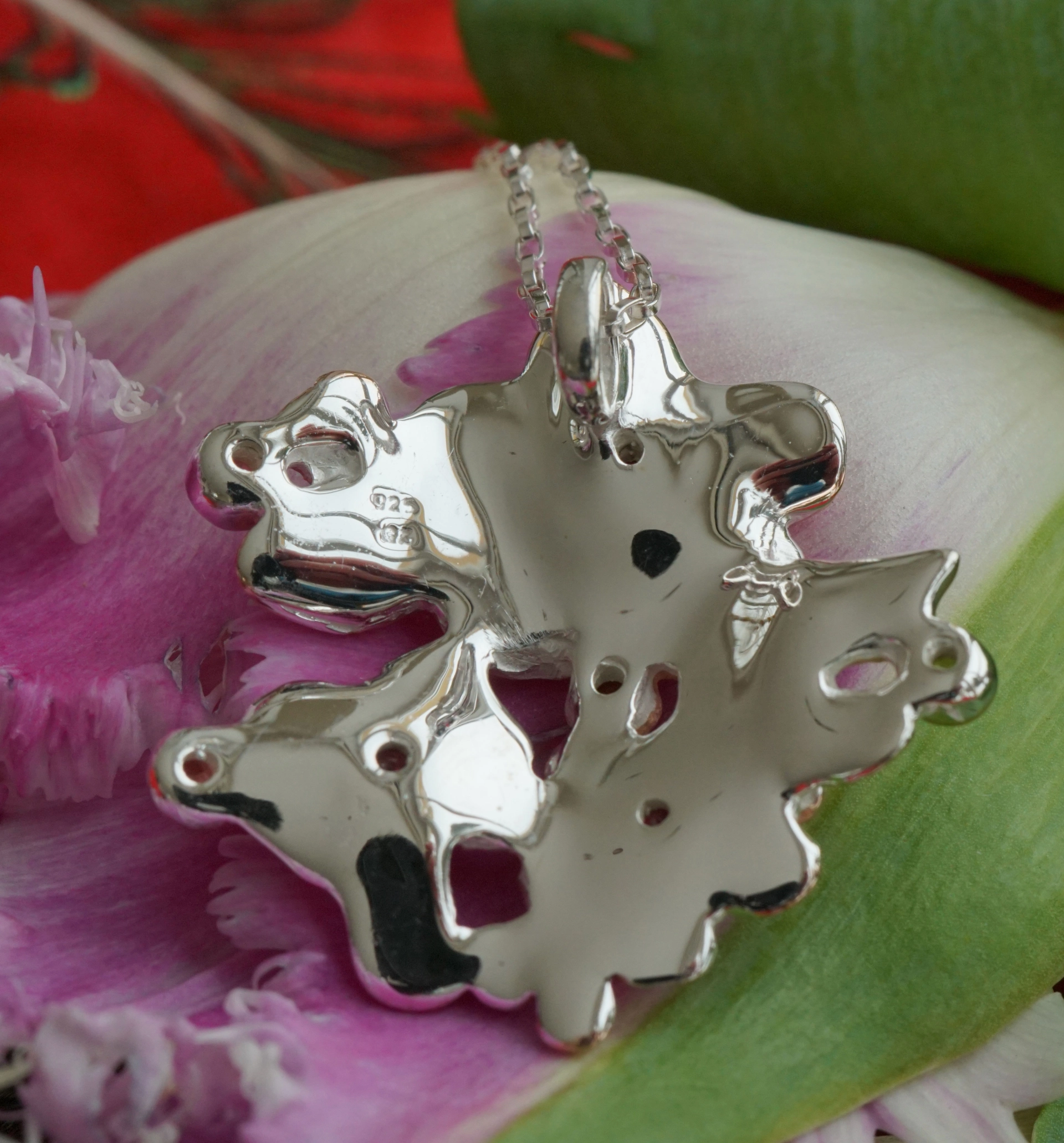 Anhänger mit Kette Silberschmiedearbeit Mama Mia Flowers 925er Silber