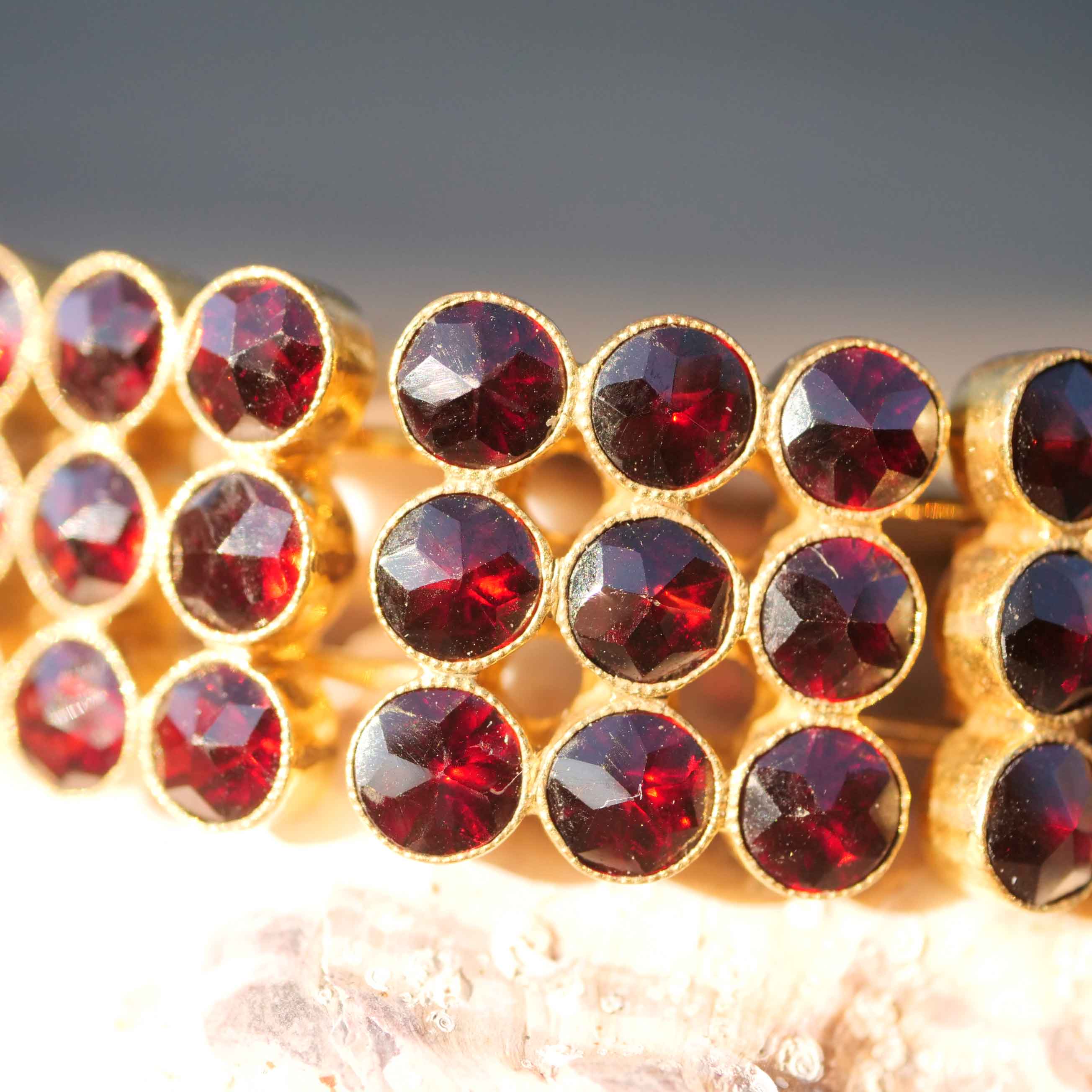 Bohemian Garnet Bracelet Silver goldplated 1900 hallmarked RF