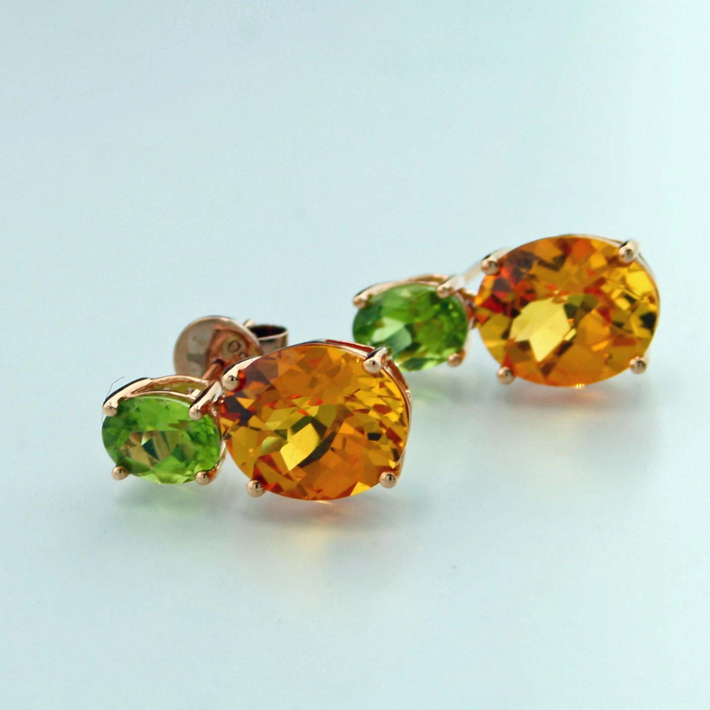 Edelstein-Ohrstecker mit Clip, 750er-Gold, Gelbgold