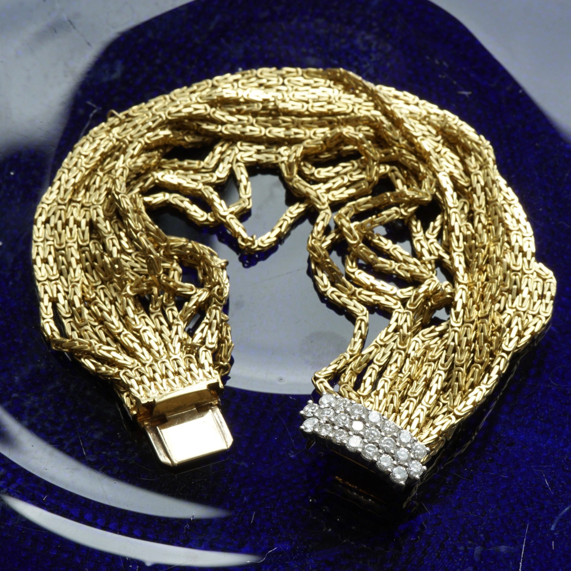 Brillant Armband Vintage 60er 1.0 ct 91 Gramm 750er Gelbgold Weissgold 18,5 cm Länge