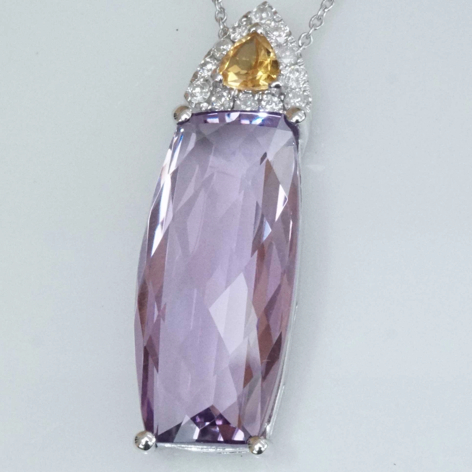 Amethyst Citrin Brilliant Pendant with Chain 18 kt White Gold...so graceful